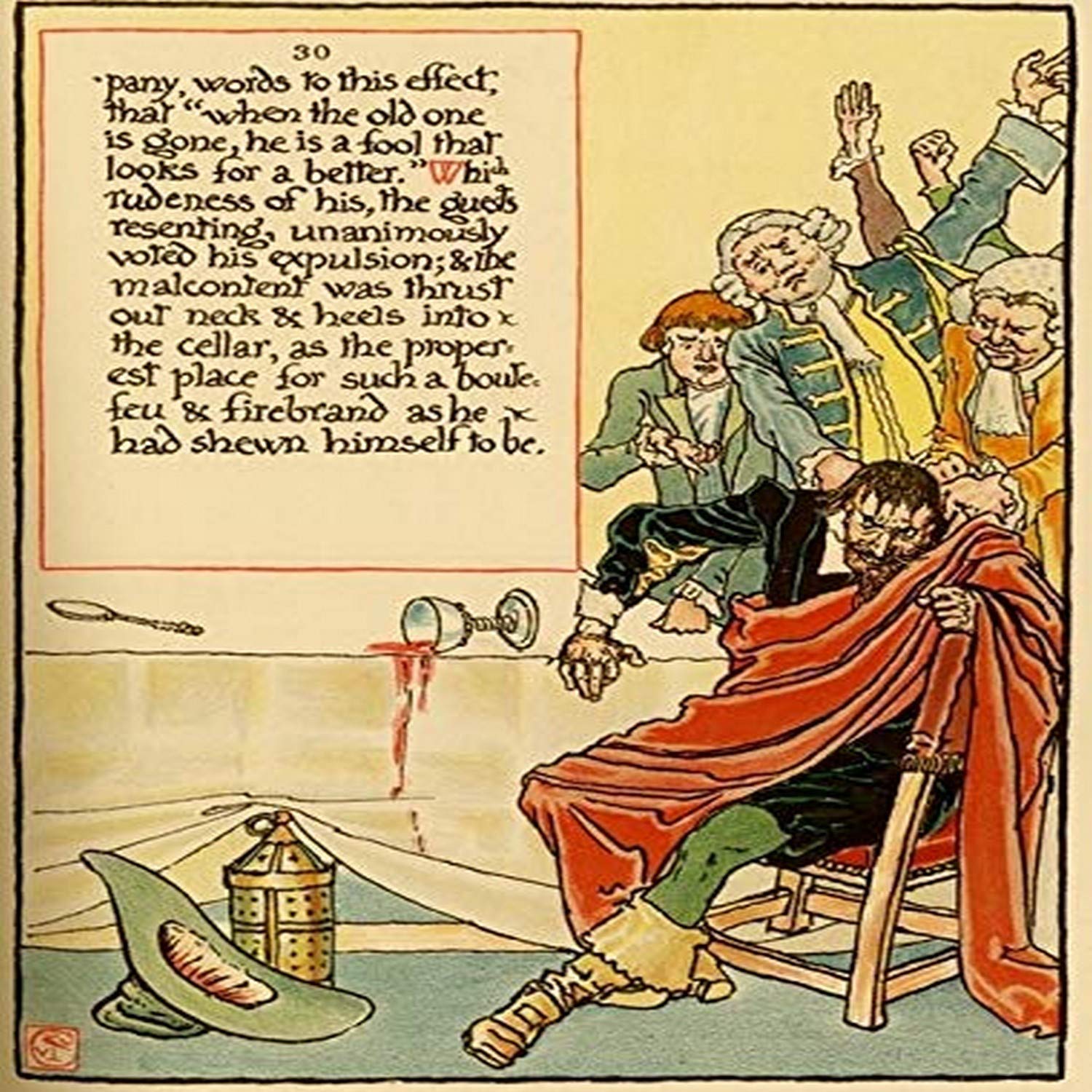 Illustration art from Page 30 from Walter Cranes 1901 book Masque of Days Walter Crane (1845 ? 1915) was an English artist and book illustrator He was a major contributor to the childs nursery motif