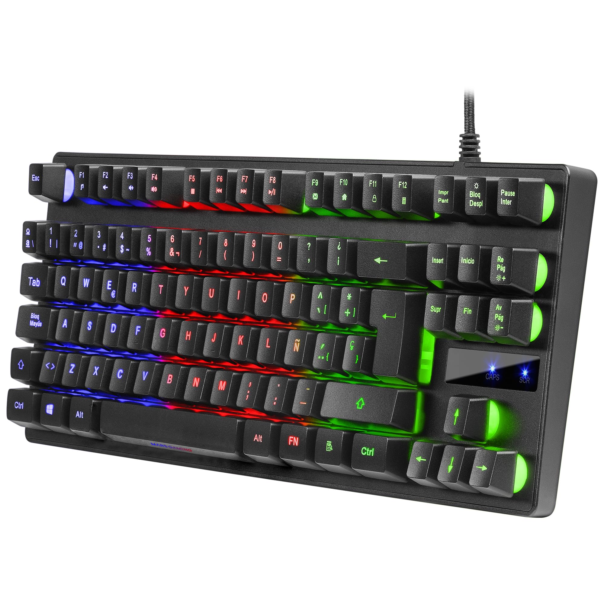 Mars Gaming MK220WPT MK220W White, Gaming Keyboard H-Mech, FRGB Rainbow and Halo, Antighosting, Keyboard with Portuguese Language,White