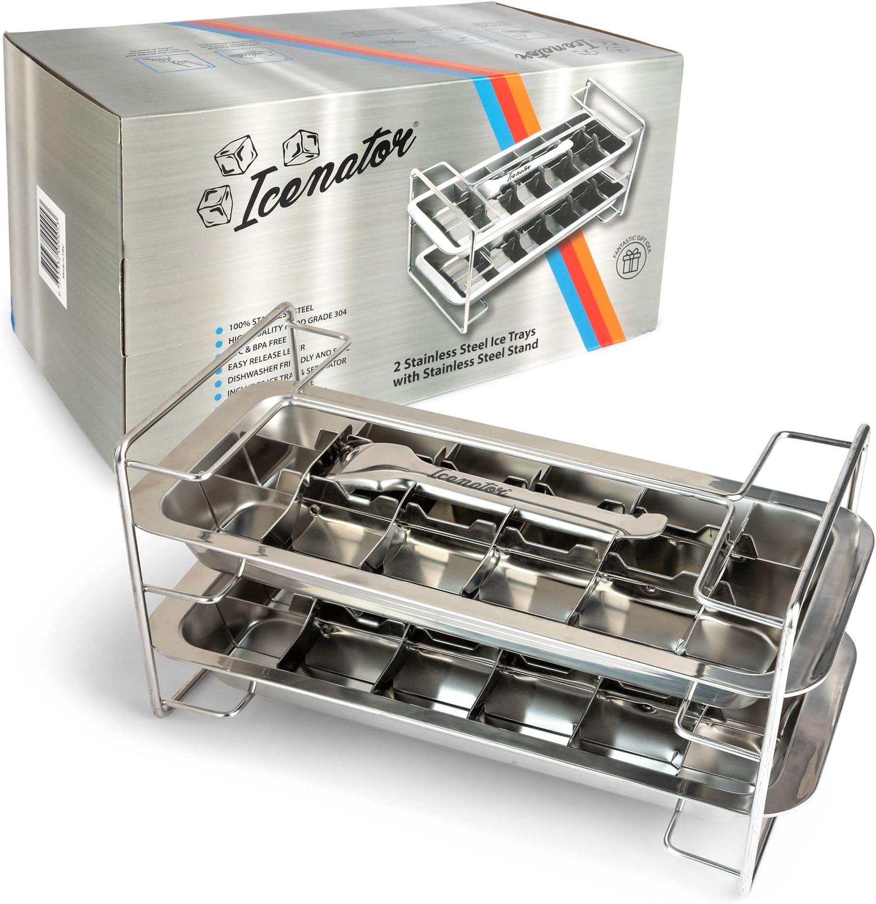 Onyx 18/8 Stainless Steel ICE001 18 Slot Ice Cube Tray