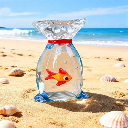 Miniatura 4 de Figura de pecera de cristal en miniatura decorativa Goldfish Acuario Ornamento de océano Tema Regalo