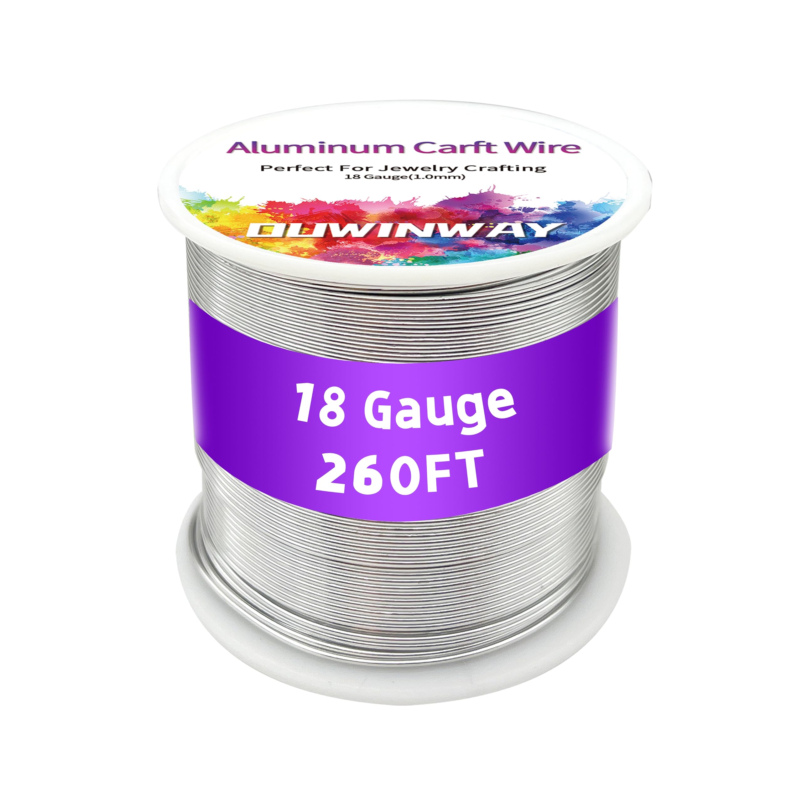 18Gauge Silver Aluminum Crafts Wire 260FT, for Jewelry Crafting, Gemstone Metal Coiling, Sculpting, Armature, Jewelry Making Beading Floral Soft DIY Metal Craft Art Wires Colored and Soft 18gauge SILVER 1