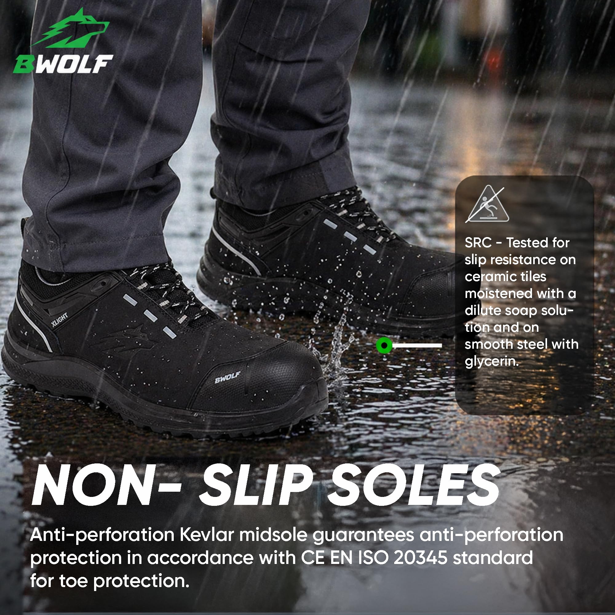 BWOLF Defender S3 męskie buty robocze z wodoodpornej skóry nubukowej, czapki z kevlaru i podeszwy środkowej, antypoślizgowe