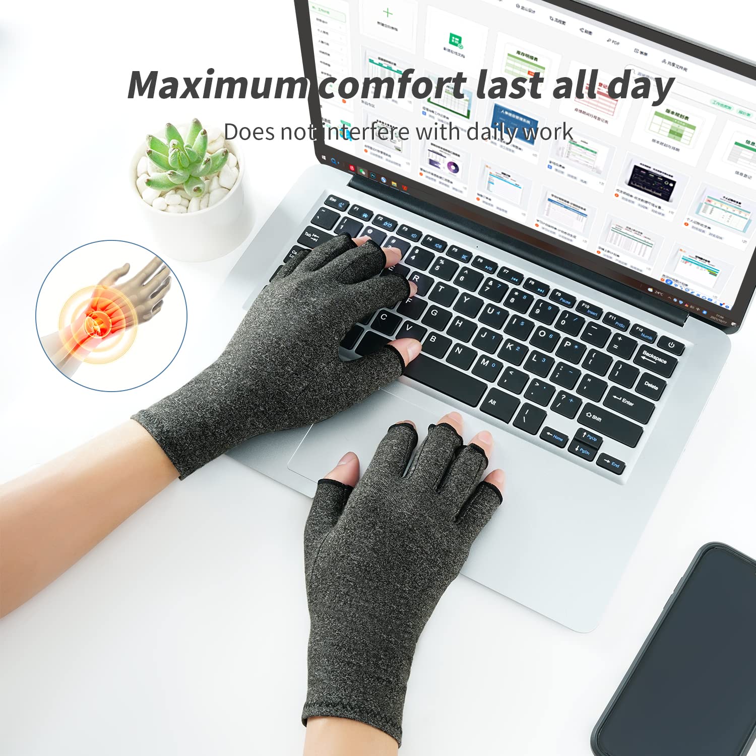 Guanti A Compressione Duerer Per Artrite - Senza Dita, Sollievo Dolore Per Tunnel Carpale E Reumatoide - Foto 4