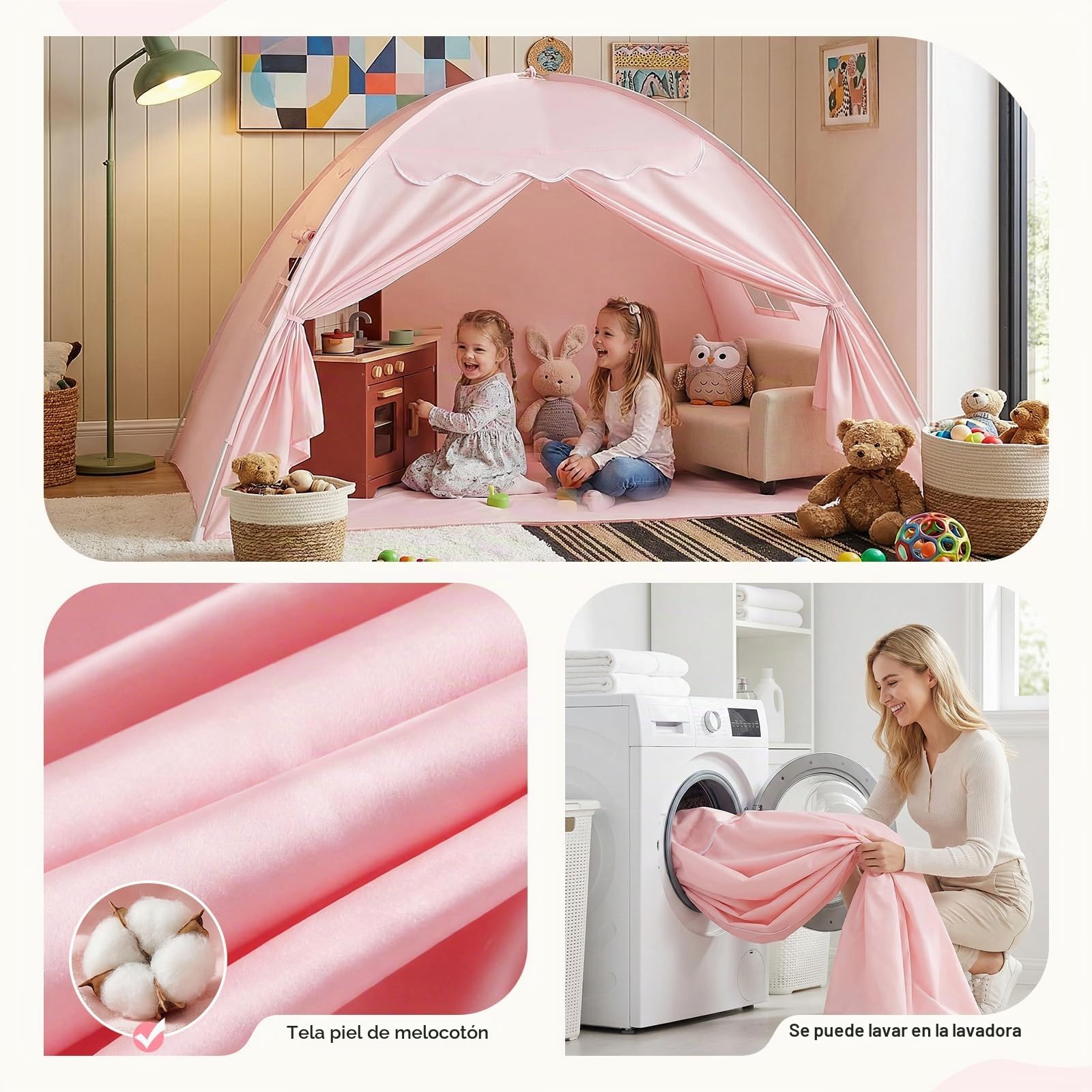 Tienda de Campaña para Cama para Habitación Infantil, Tienda de Campaña para Niños, Cama de Suelo, Tienda de Campaña para Niños, Tienda de Juegos para Interiores, Portátil y Plegable, Cama Individual