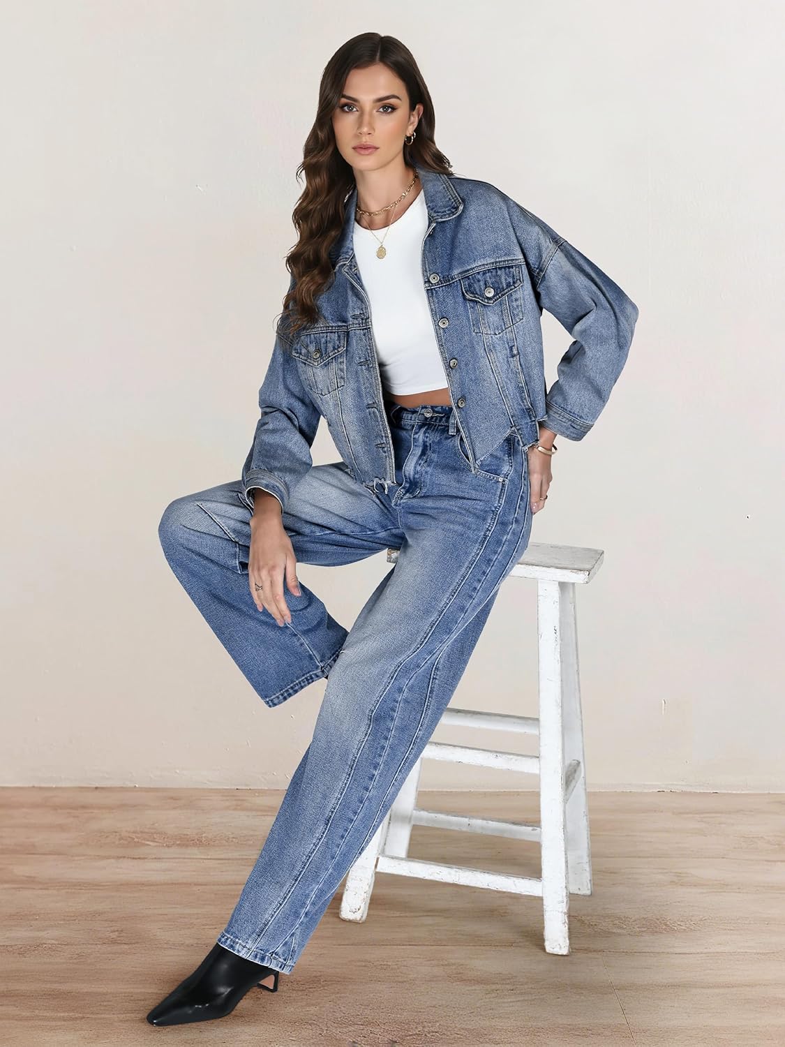 SEVEGO Womens Tall 30/32/34 Barrel Jeans Vintage Wide Leg Mid Rise Baggy Y2k Cropped Relax Fit Denim Trouser Ankle Pants