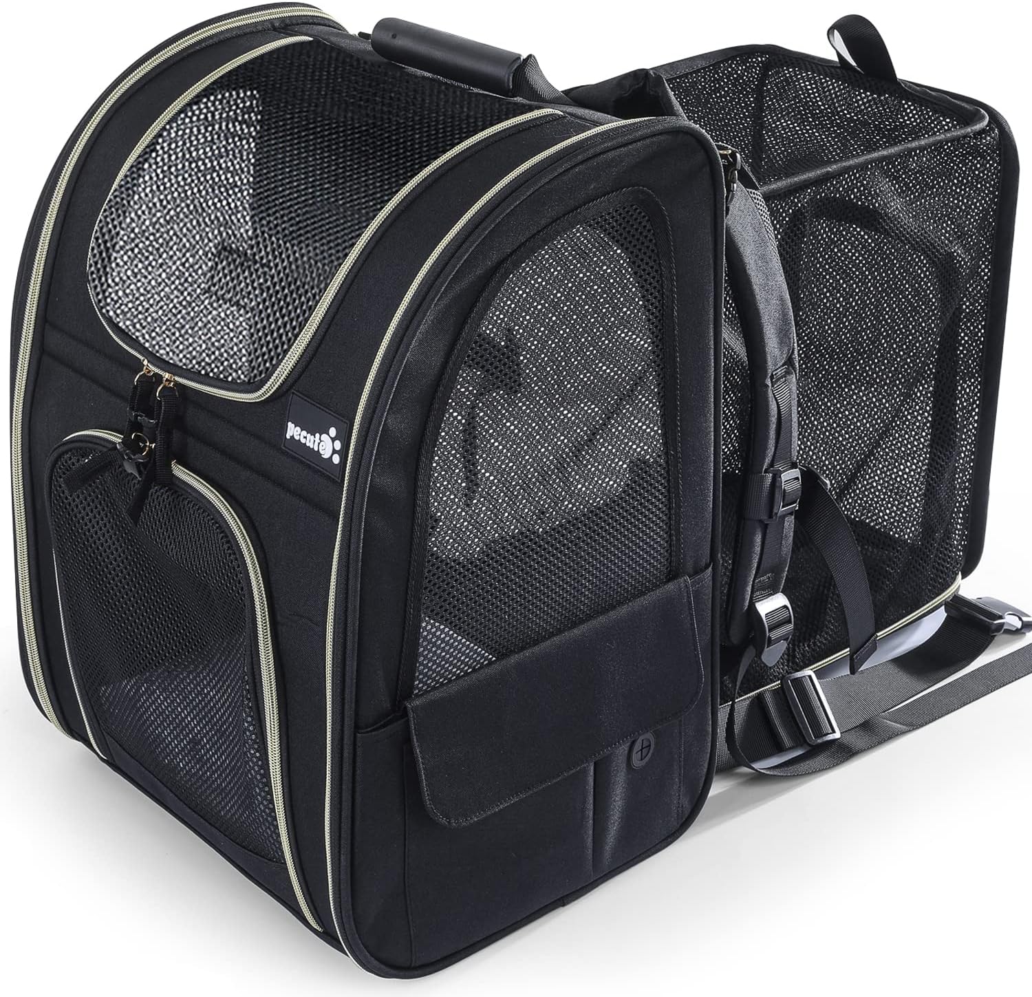 Pecute Pet Carrier Backpack, Dog Carrier Backpack, Expandable with Breathable Mesh for Small Dogs Cats Puppies, Pet Backpack Bag for Hiking Travel Camping Outdoor Hold Pets Up to 18 Lbs : Pet Supplies