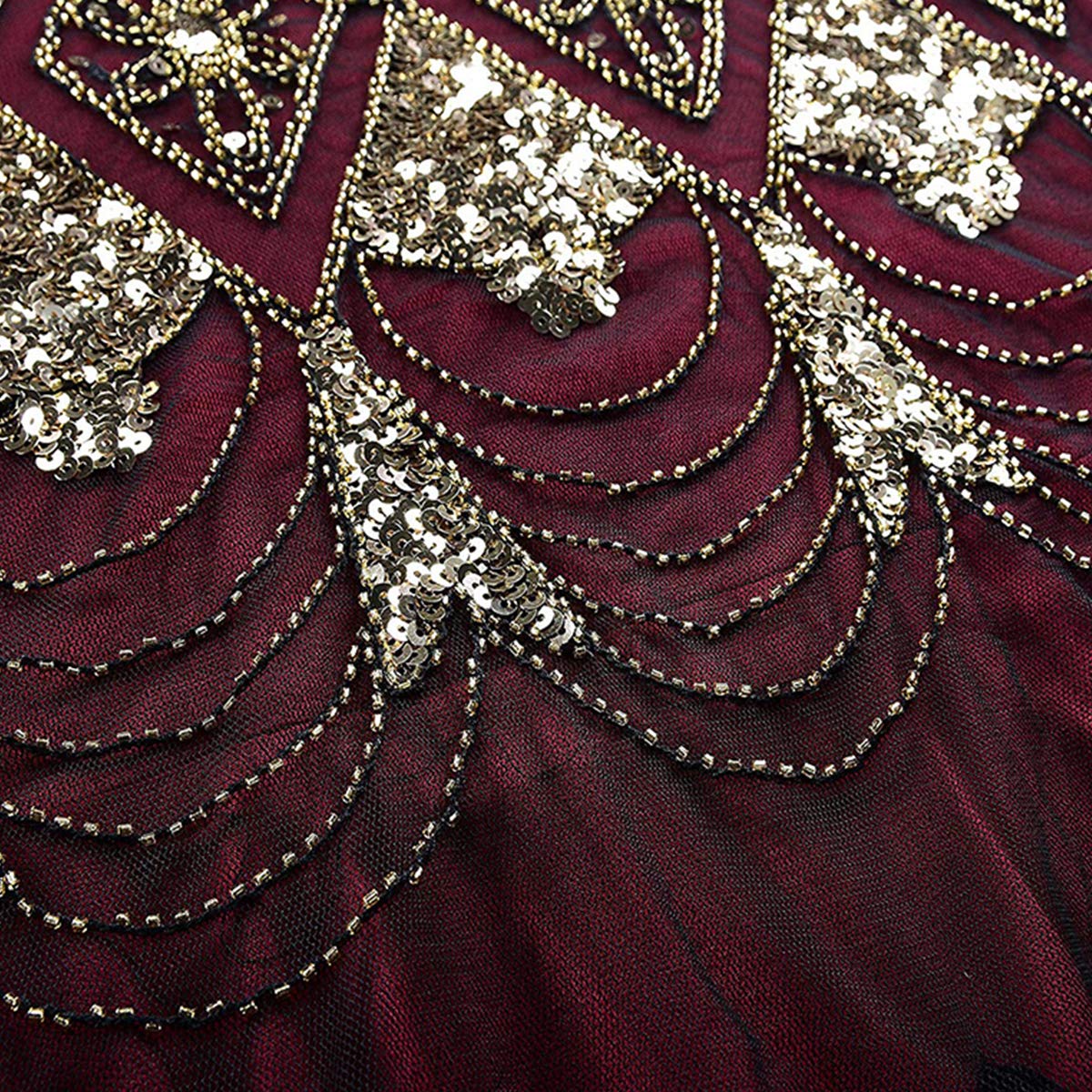 OBEEII Robes de Cocktail Soirée Femme Gatsby Année 1920 Robe Robe Flapper Frangée Costume V Cou Paillette Robe Fête Bal Latine Soirée Art Déco