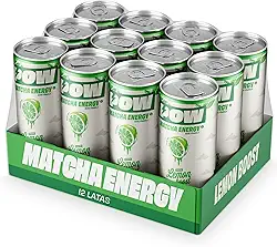 POW Green Energy, Lemonade | Push Matcha Energético | Energia Natural, Antioxidante, Cafeína, L-Teanina | 310ml (Pack de 12 Latas)