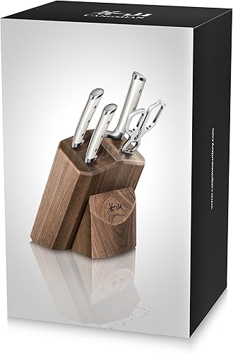 Miniatura 8 de Cangshan serie S1 1022568 juego de 5 cuchillos para principiantes, acero forjado alemán, color nogal