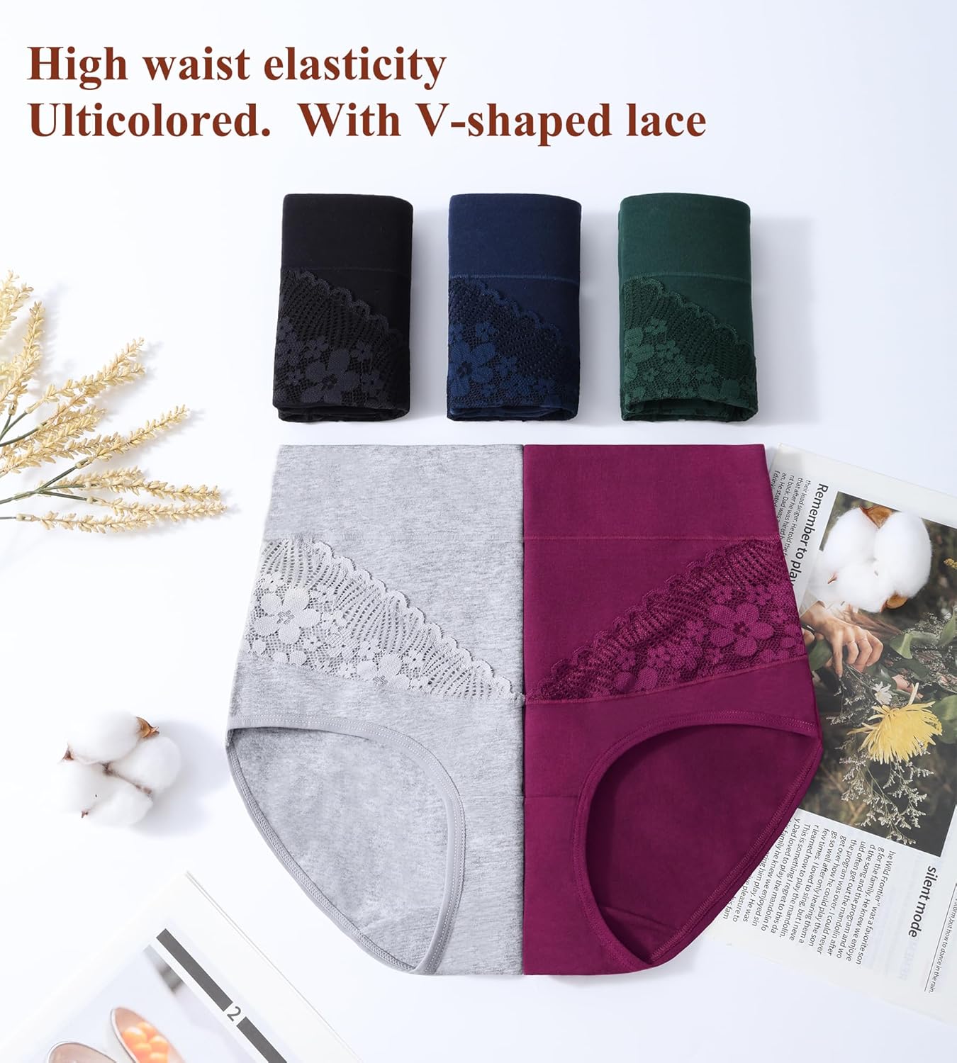 Womens Cotton High Waisted Underwear Comfort Panties 5 Pack Briefs - Image 5