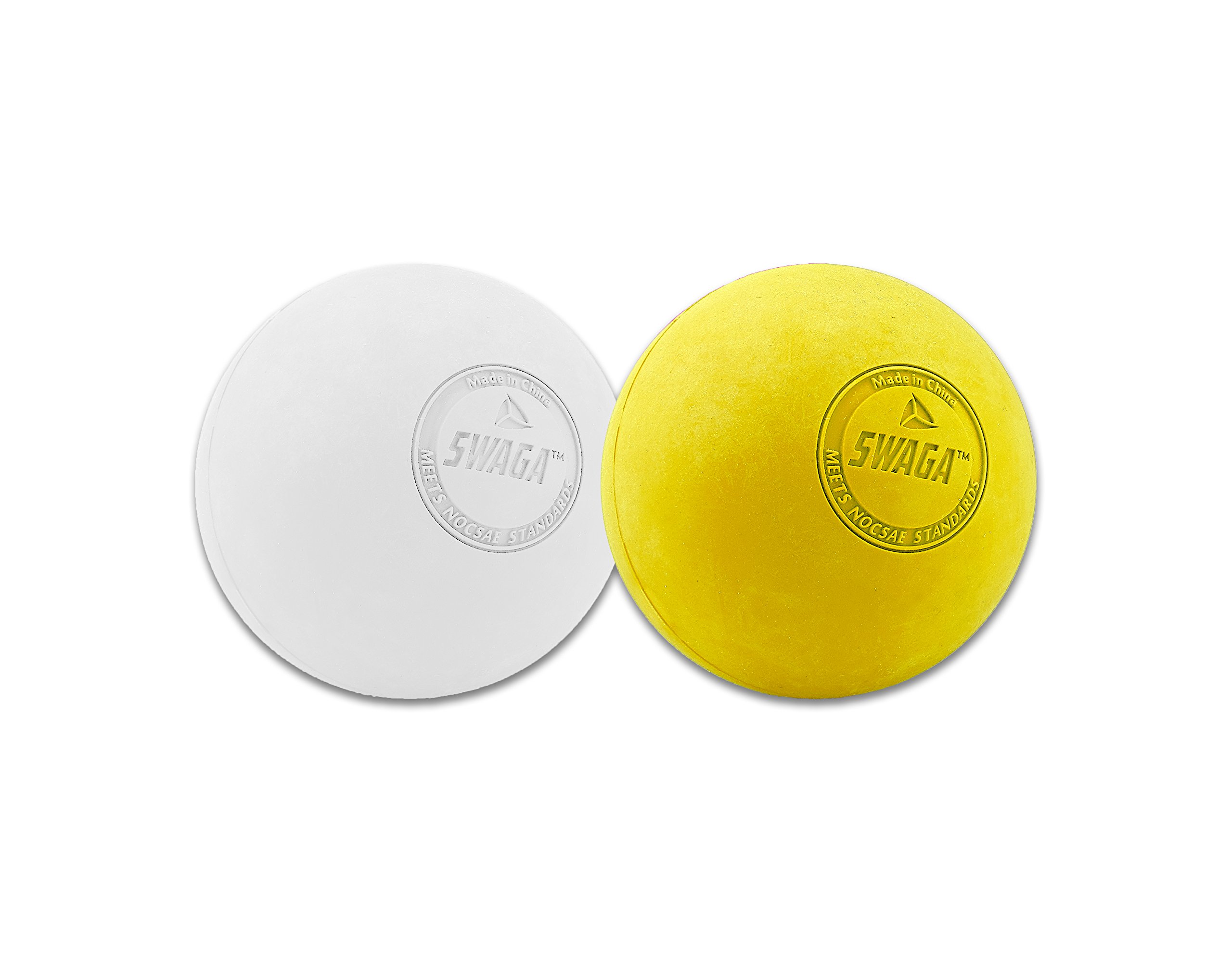Swaga Massage Balls – Yellow/White (Set of 2) Massage Balls for Trigger Point Therapy, Massaging Muscle Knots, and Yoga Therapy Firm Balls