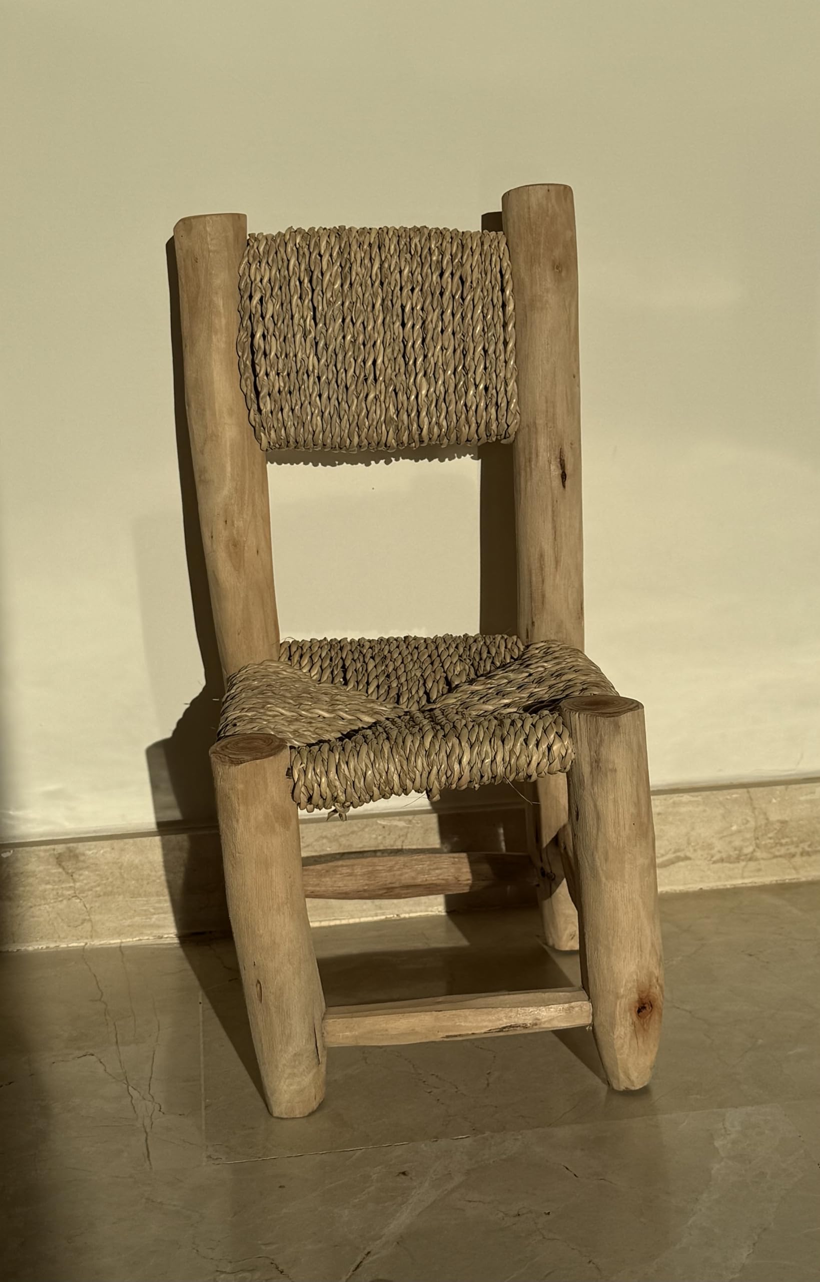 Générique Chaise Enfant en Bois Naturel et Fibres tressées -Petite Chaise Artisanale bohème – Mobilier déco Chambre Enfant Style bohème Solide