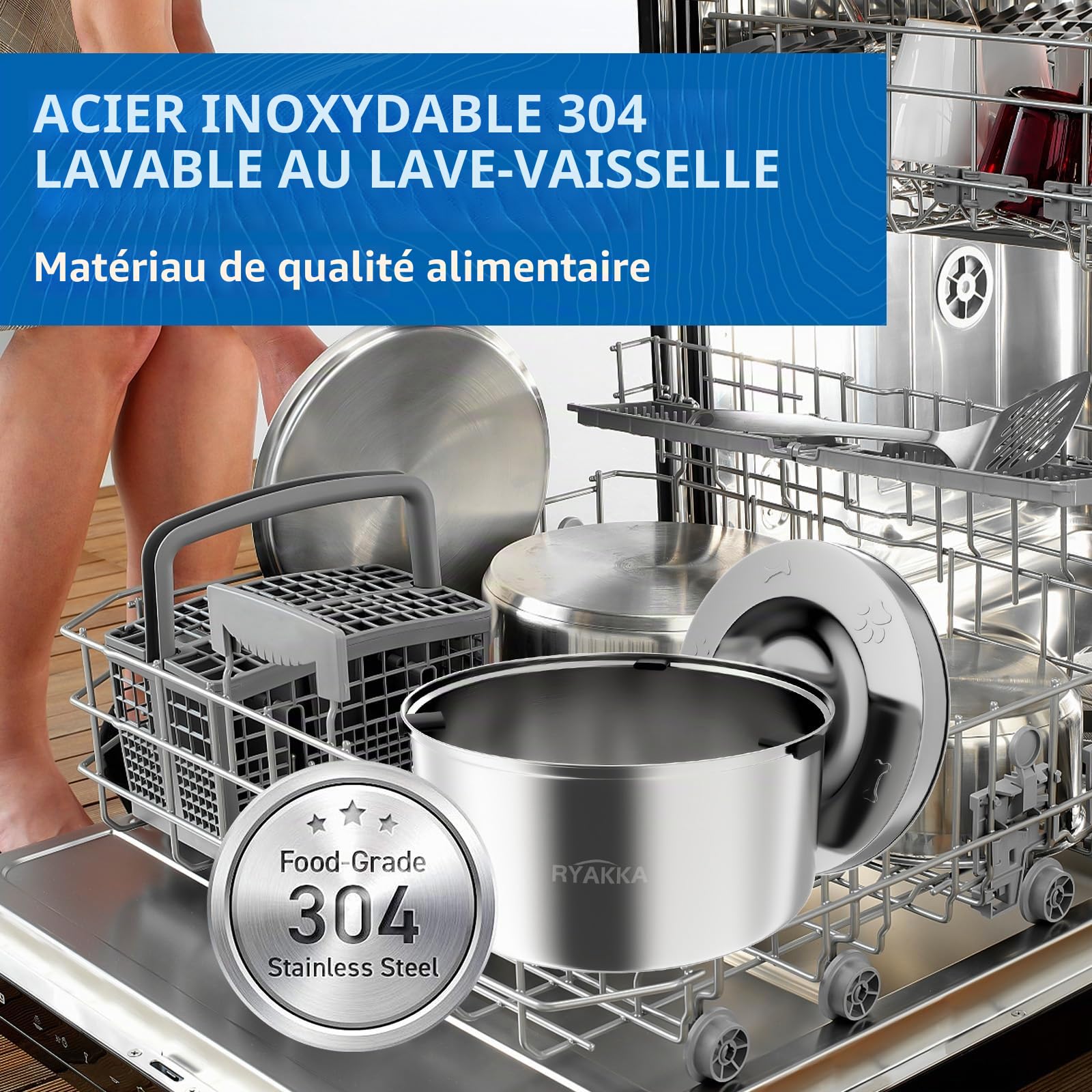 Gamelle d'eau anti-déversement pour chien de 5,6 l en acier inoxydable - Gamelle de voyage pour chiens de grande race - Distributeur de désordre - Gamelle d'alimentation lente pour les buveurs