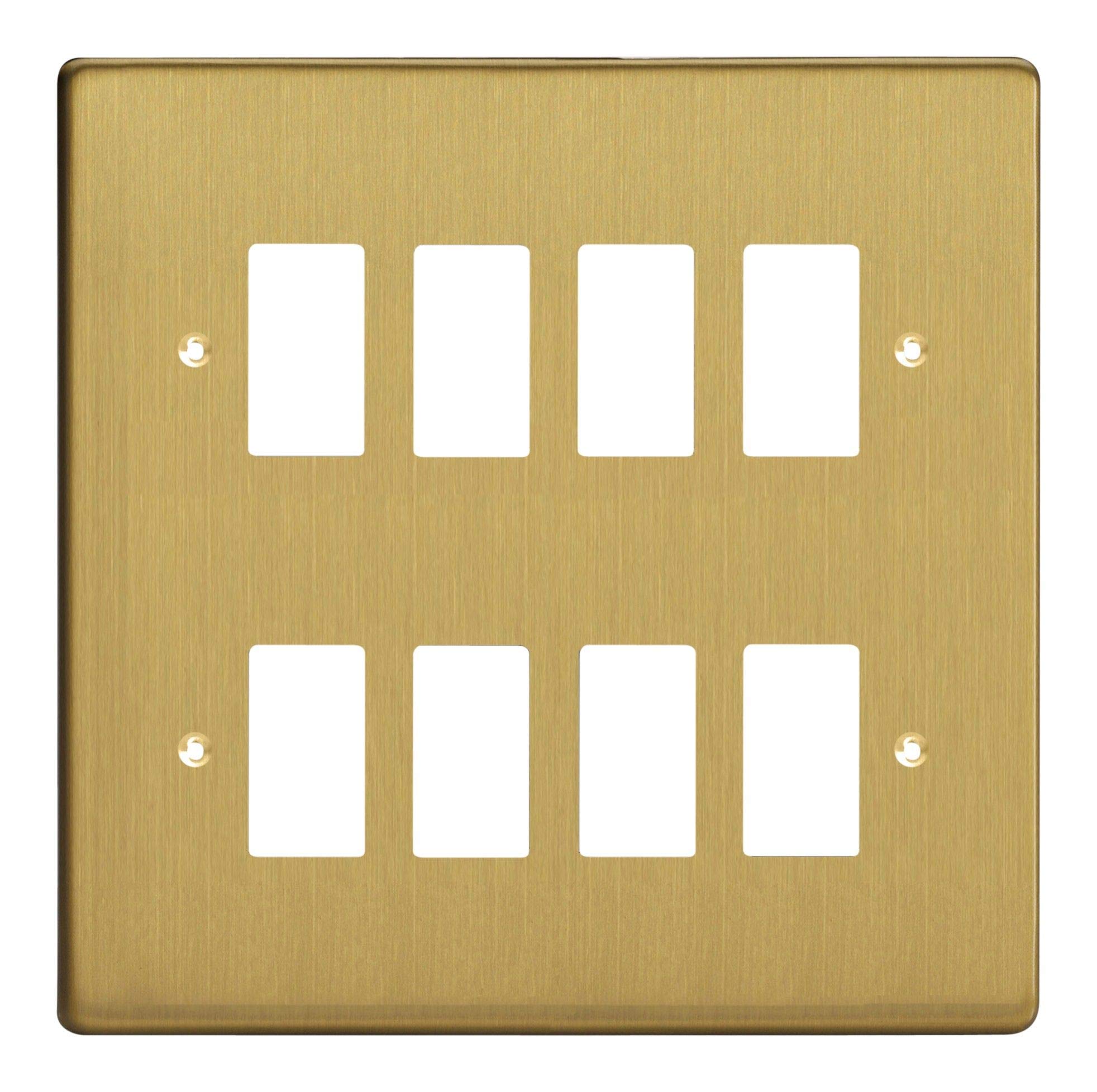Varilight 8-Gang Grid Plate (Double Twin Plate) Brushed Brass XDBPG8-P