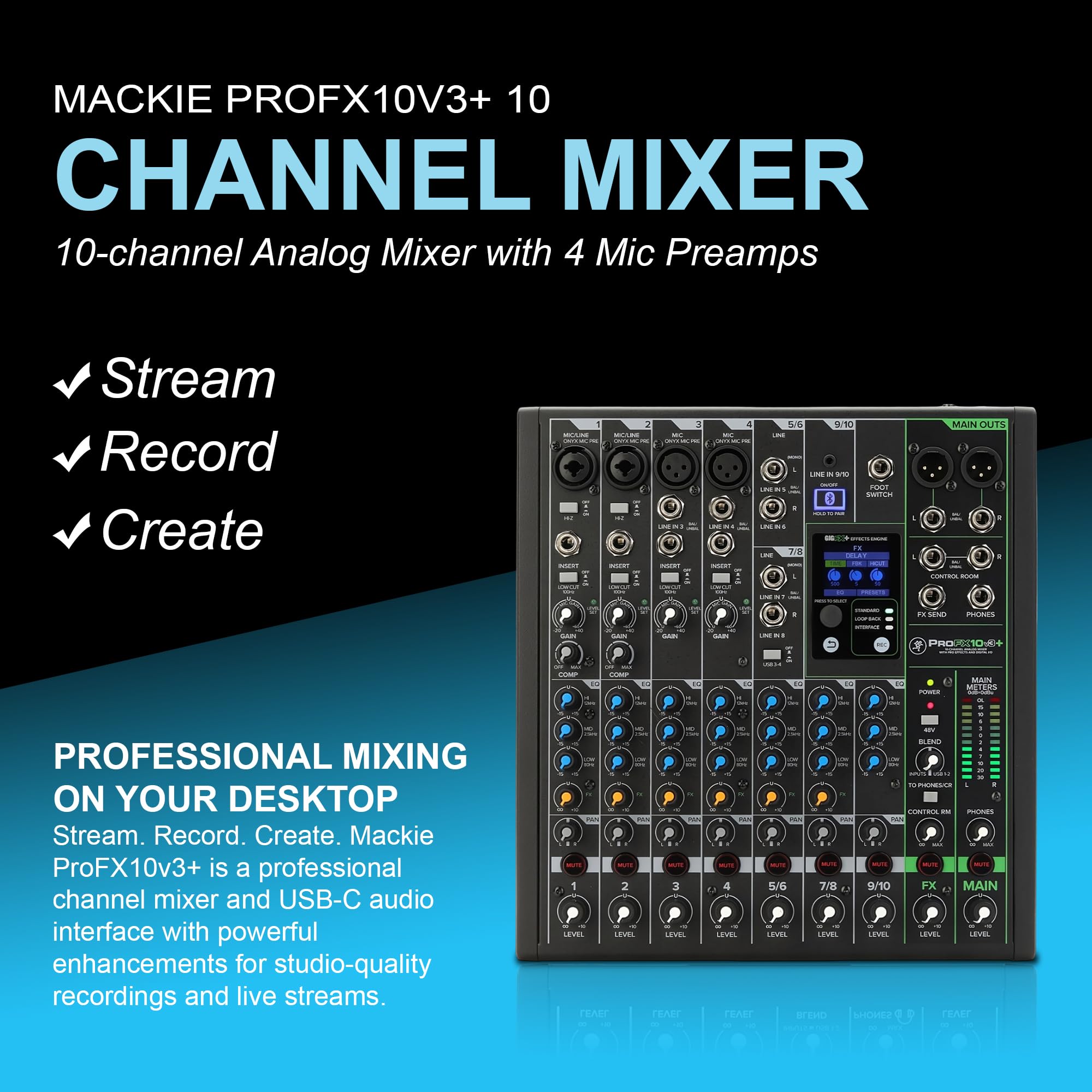 Amazon | Mackie ProFX10v3+ 10チャンネルミキサー エフェクトと