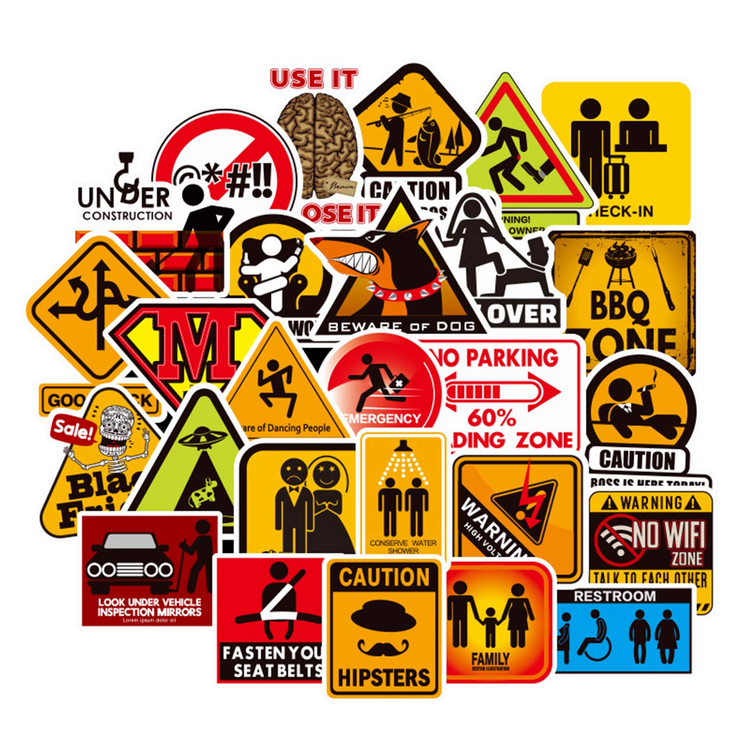 EKIND Not Repeat Graffiti Stickers for Tablet Skateboard Car Decals Bicycle (100Pcs, Warning)