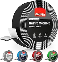 GAUDER Nastro metallico autoadesivo - Banda magnetica per magneti e figurine Tonie® & scaffali - Nastro ferro per fai-da-te e organizzazione (3 m x 35 mm - nero)