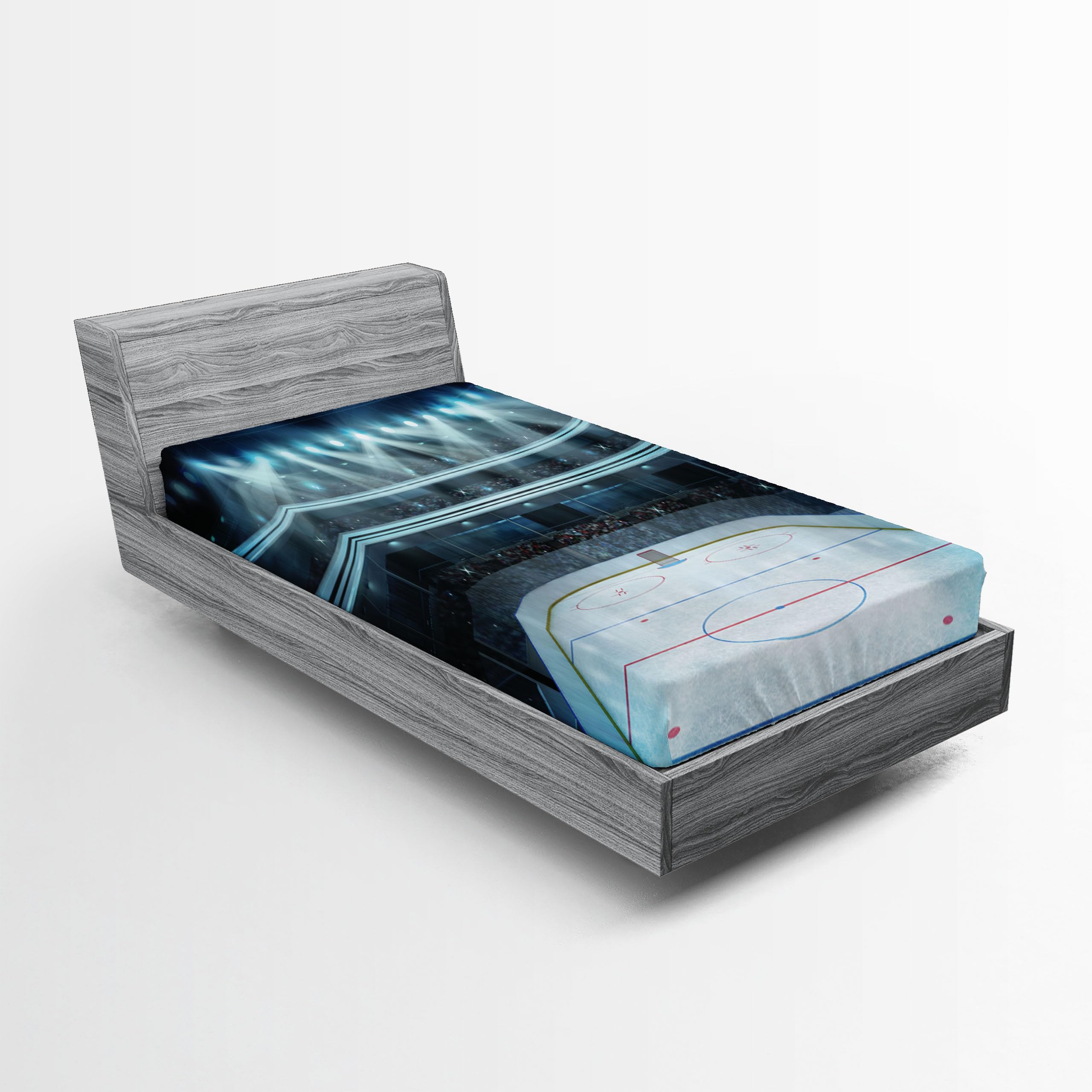 Ambesonne Hockey 2 Pack Fitted Sheet, Sport Arena Photo Fans, Bed Cover All-Round Elastic Deep Pockets 2 Pieces, Package Contains 2 Twin Size Fitted Sheets, Dark Blue