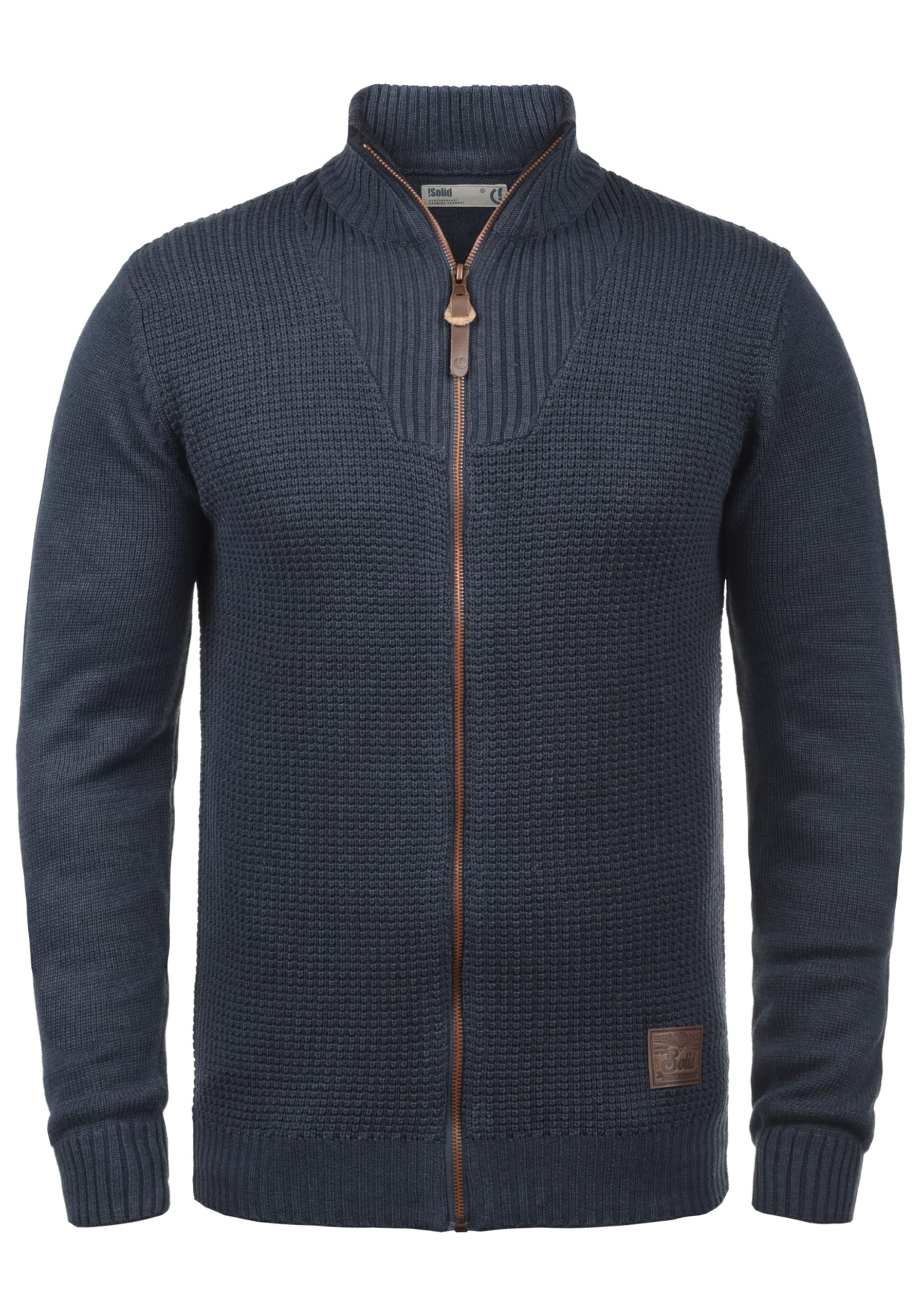 Solid Herren Strickjacke Cardigan Feinstrick Pullover mit Stehkragen Reißverschluss Baumwollmischung Regular fit, Größe:M, Farbe:Insignia Blue Melange (8991)