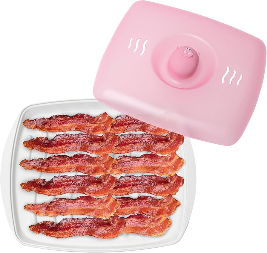 Amazon.com: Joie Piggy Microwave Bacon Tray, Grooved Cooking Tray