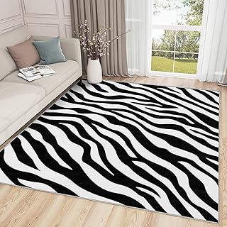 Zebra Rugs for Living Room - 4x6 Rug, Zebra Print Rug - Home Decor, Anim...