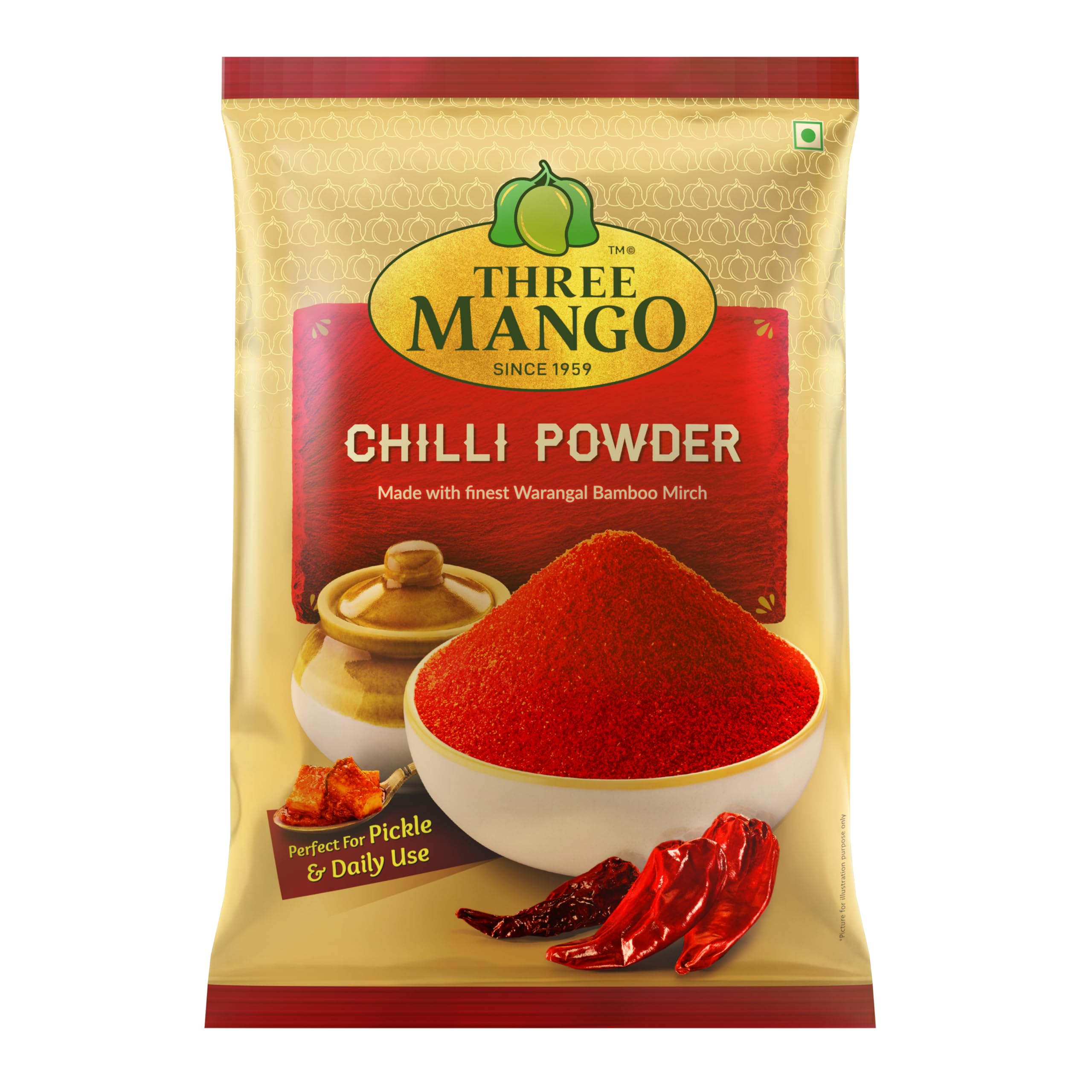 Three Mango Mirch (Chilly) Powder | Rich In Flavour | No Added Colours | Natural And Authentic (500 Gramm)