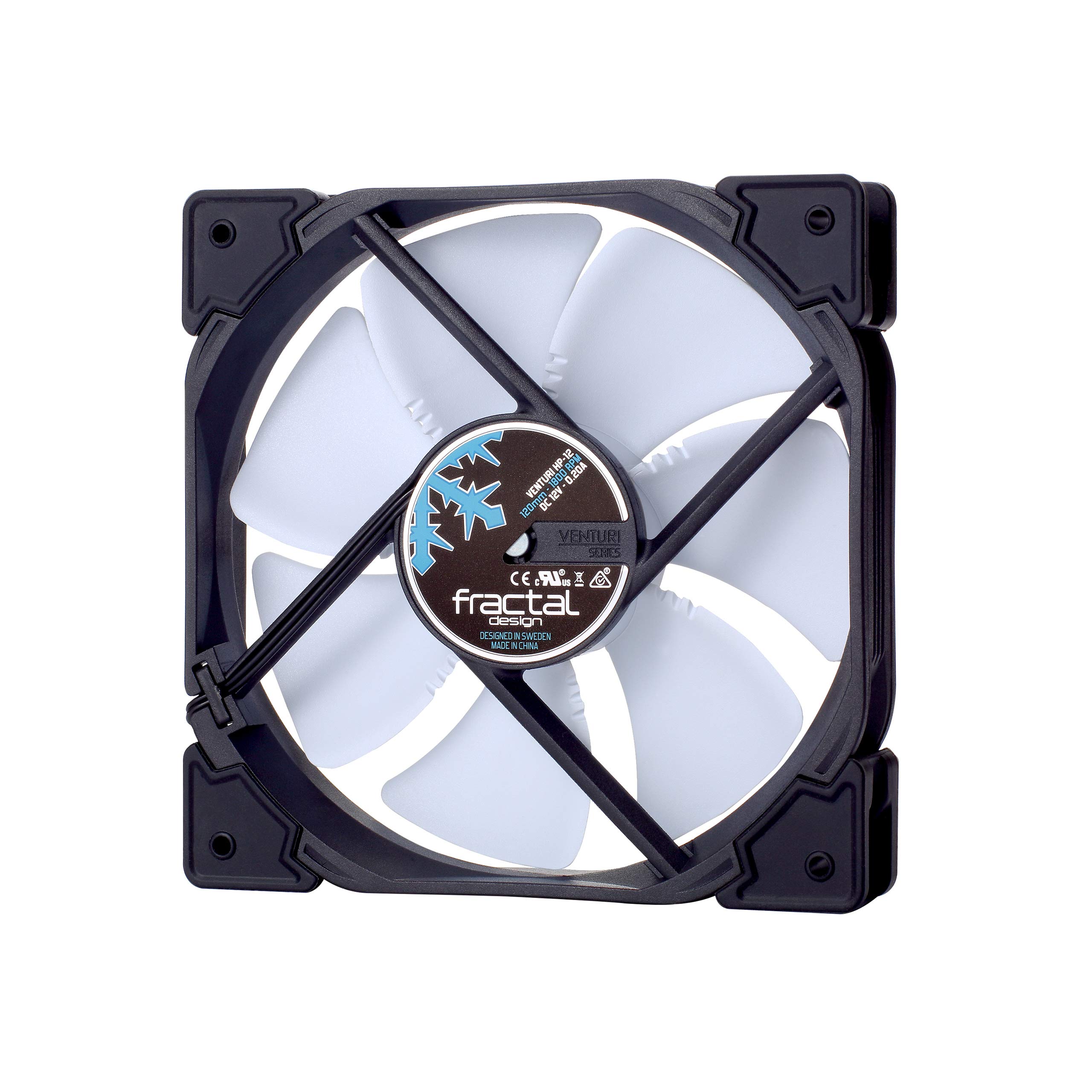 Fractal Design Venturi FD-FAN-VENT-HP12-PWM-WT, Wentylator Komputerowy, Czarny/Biały, 12cm