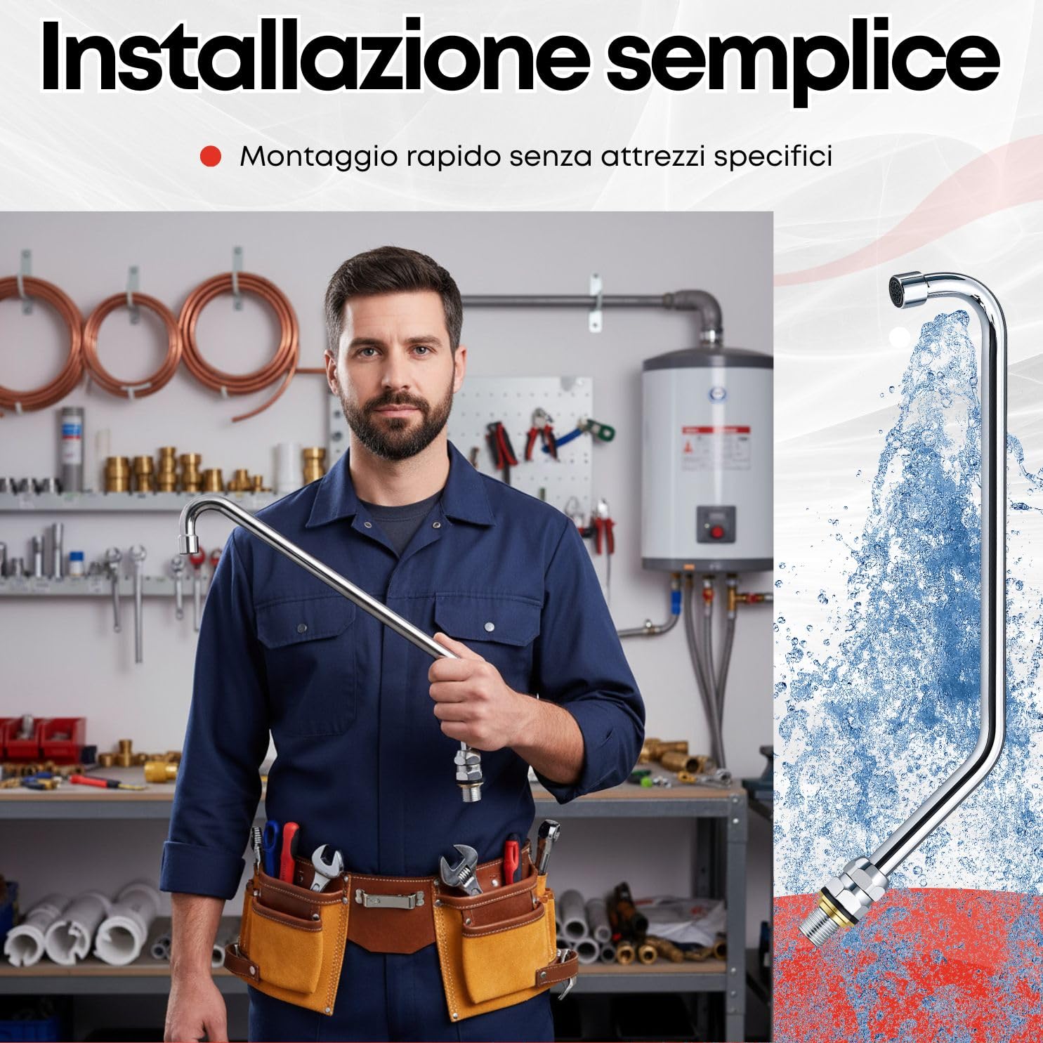 GOLDMAN SERVICE | Beccuccio alto girevole con aeratore per rubinetto a pedale della cucina industriale | Collo di cigno cromato in acciaio inox – Ricambio professionale per Lavelli di ospitalità