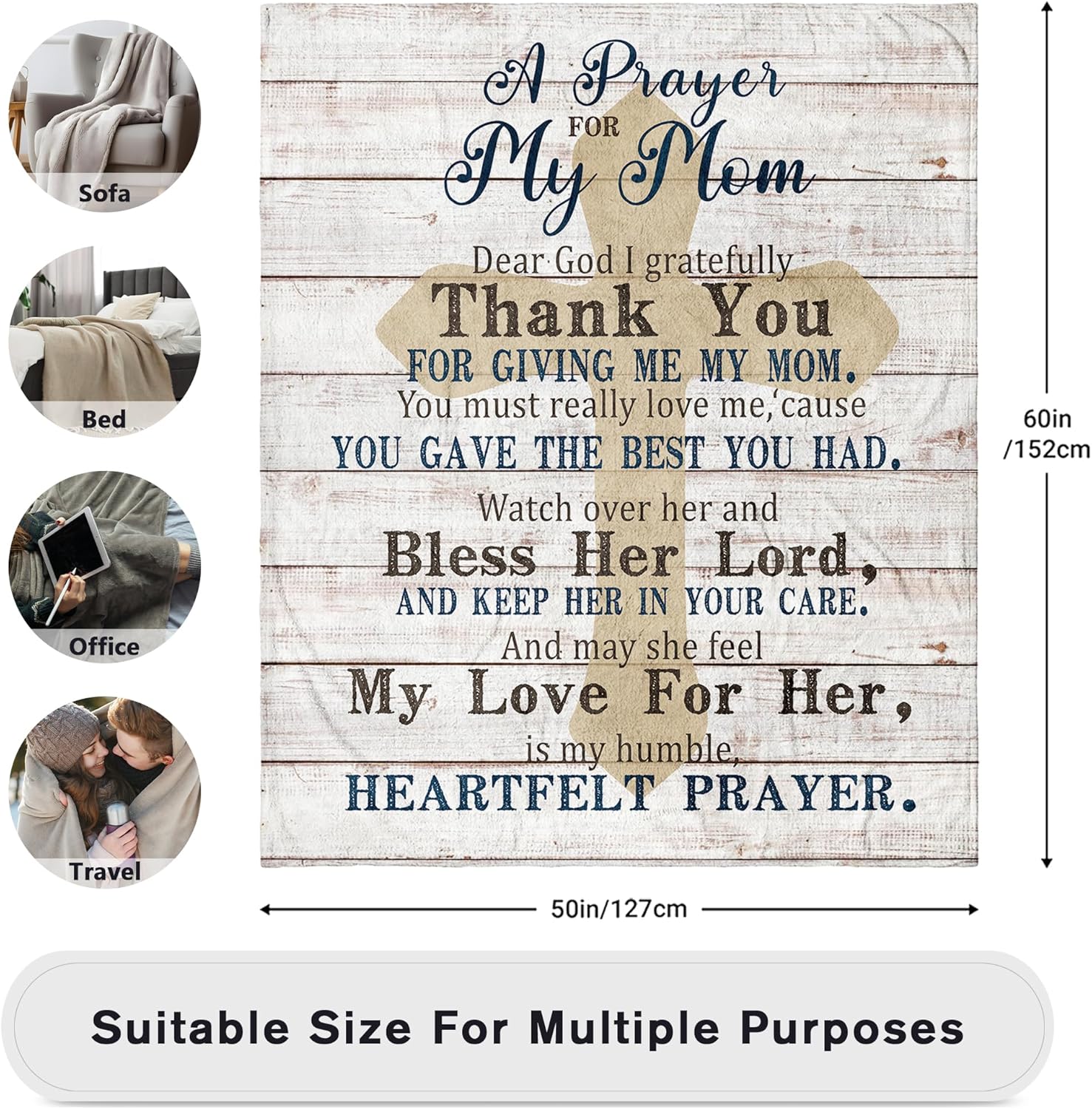 Valentines Mom Blanket 60 x 50 inch - Birthday Gifts for Mom Valentines Day from Daughter, Son - Valentine's Day Mother Birthday Gifts - Moms Birthday Gift Ideas - Birthday Presents for Moms - Image 7