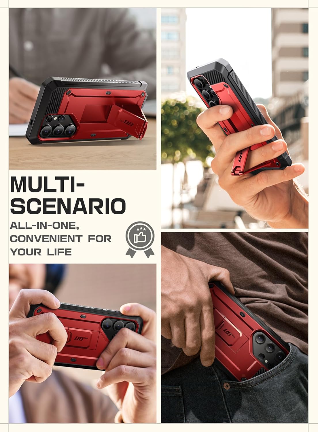 SUPCASE for Samsung Galaxy S25 Ultra Case with Stand (Unicorn Beetle Pro), [2 Front Frames] [Built-in Screen Protector & Belt-Clip] Military-Grade Protection Phone Case for S25 Ultra 6.9 Inch, Ruddy - Image 9