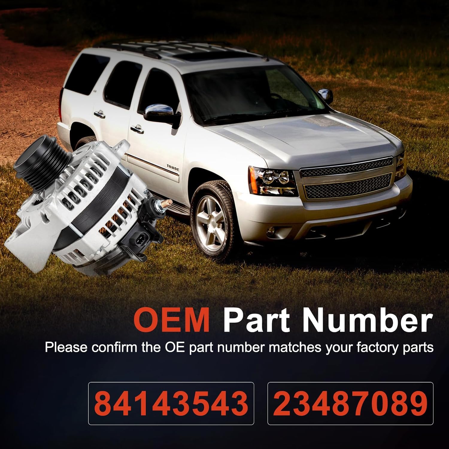 84143543 Alternator Replacement Compatible with 2015-2020 Chevy Tahoe Suburban, 2015-2019 Silverado, 2021-2023 Express, 21-23 Savana, 15-19 GMC Sierra, 15-20 Yukon XL Replace for 23487089, 22747896