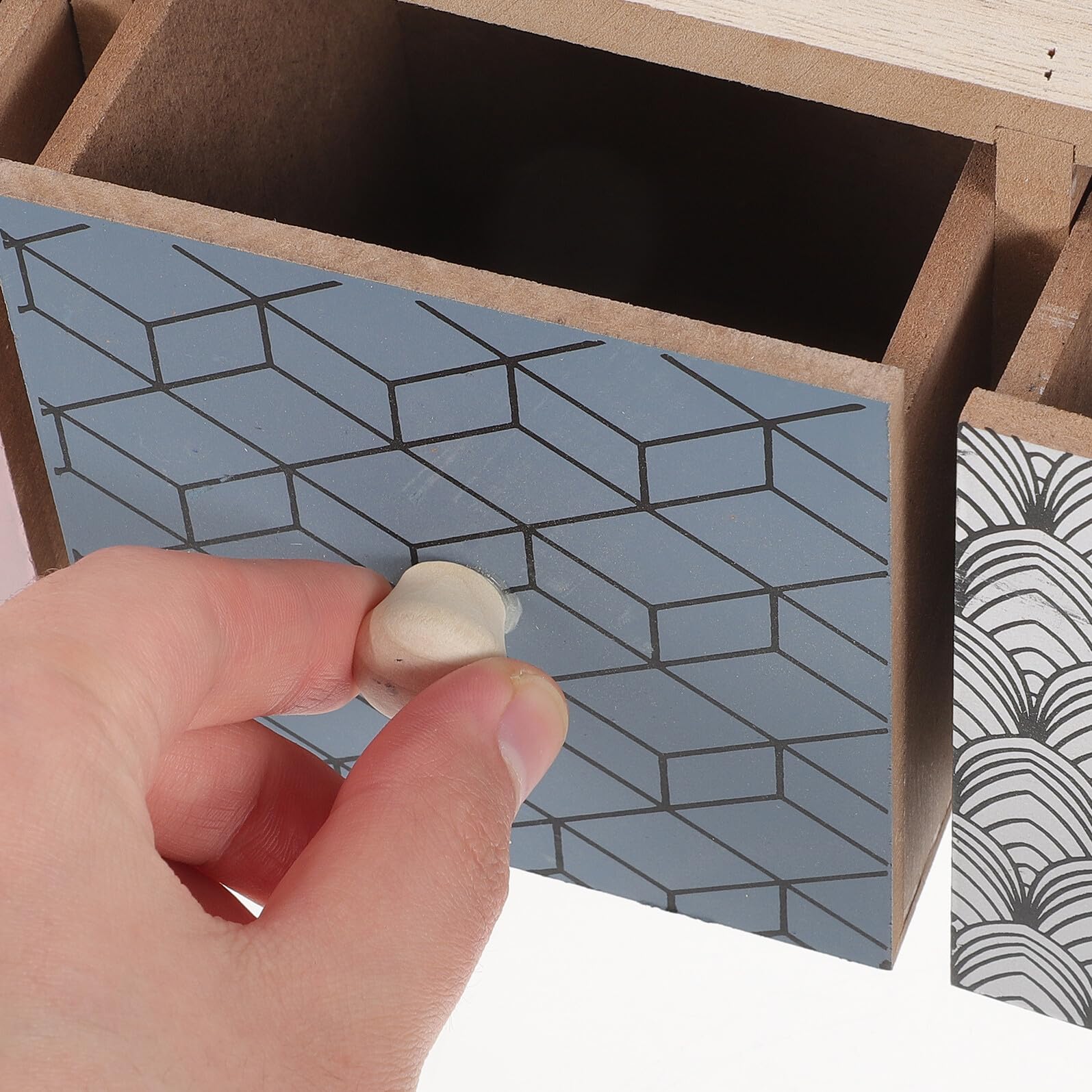 VICASKY Scatola Portaoggetti in Legno 4 Cassetti, Organizer da Scrivania Multifunzione per Cosmetici e Prodotti Cura della Pelle, Contenitore Salvaspazio per Bagno e Casa