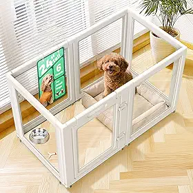 FXW AuraSpace Cercadinho de acrílico para cachorros e cães pequenos, 61 cm, 6 painéis, branco