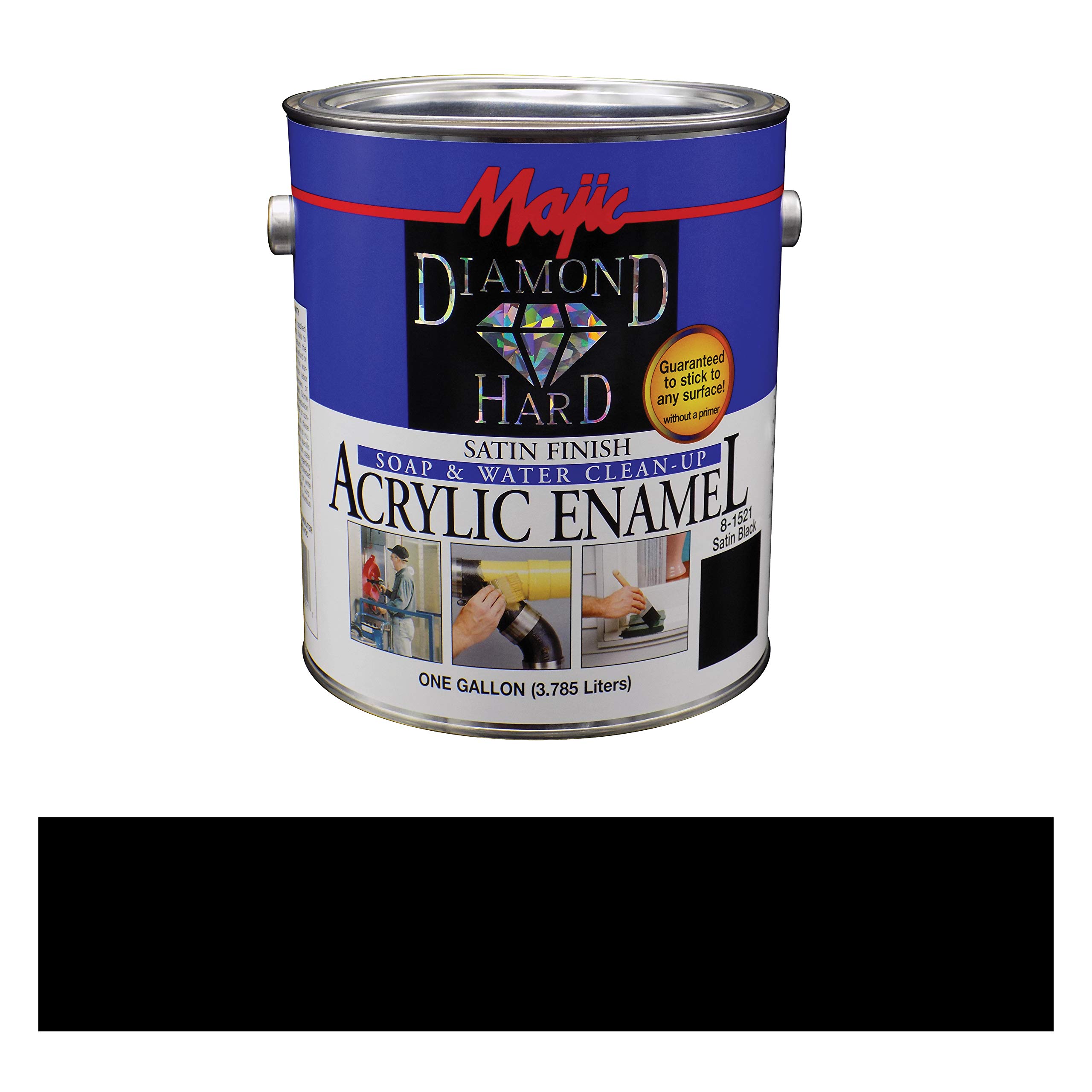 Majic Paints Diamond Hard Acrylic Enamel Satin Paint, 128 oz / 1-Gallon, Satin Black
