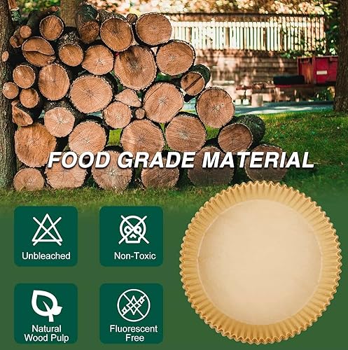 Miniatura 6 de Forro de papel desechable para freidora de aire, 100 piezas de papel pergamino redondo antiadherente, accesorios para freidora de aire, a prueba de