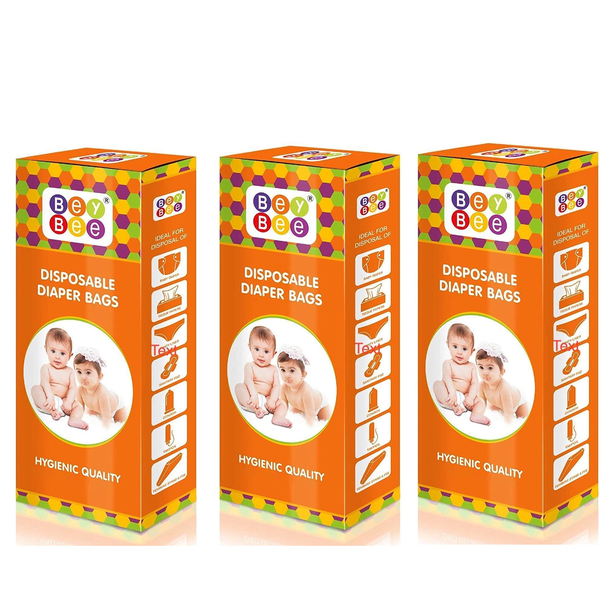 BeyBee Bey Bee Baby Diaper Disposable Bags, 50 Bags (Pack of 3)