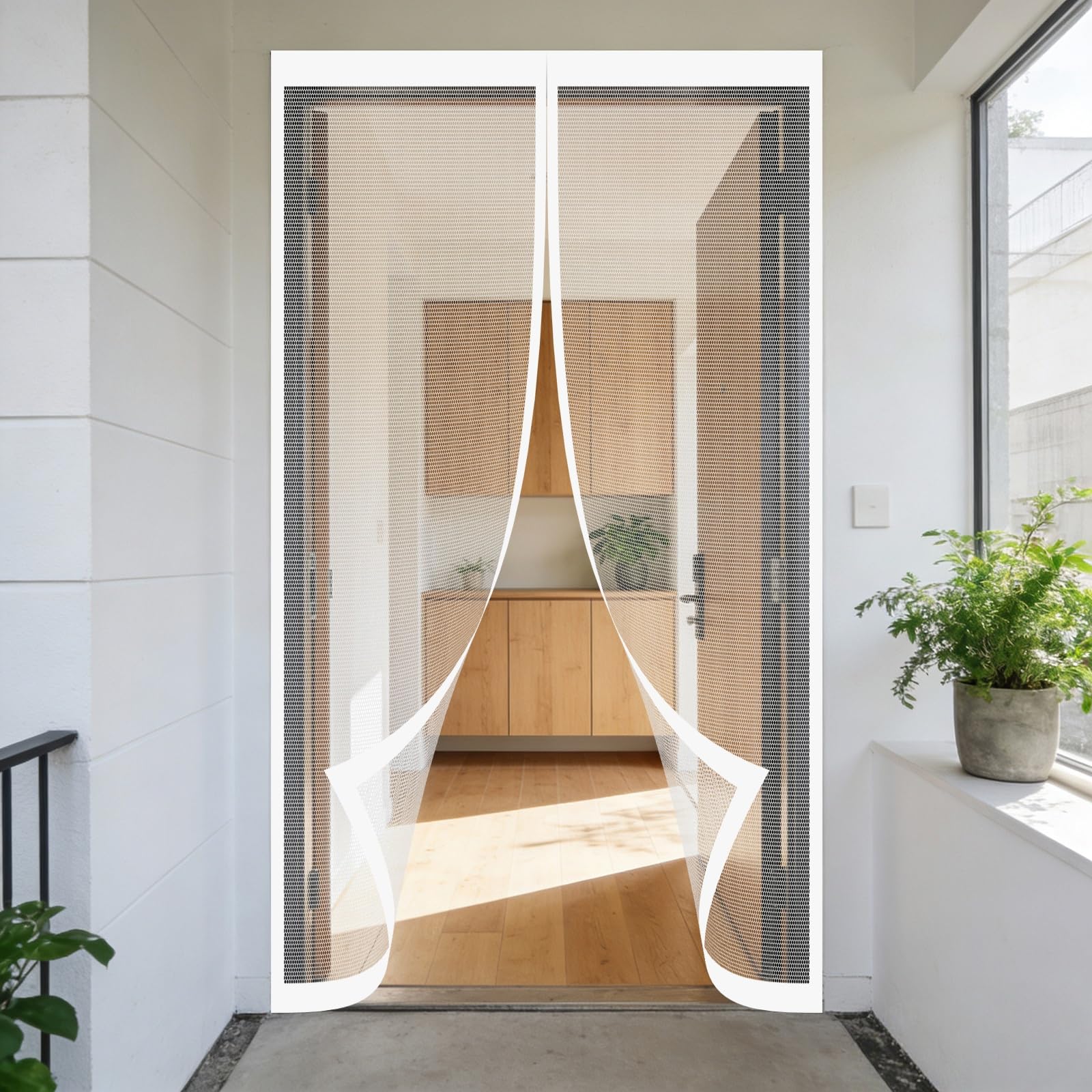 Moustiquaire Porte Magnétique Blanche 190x210 cm sans Perçage