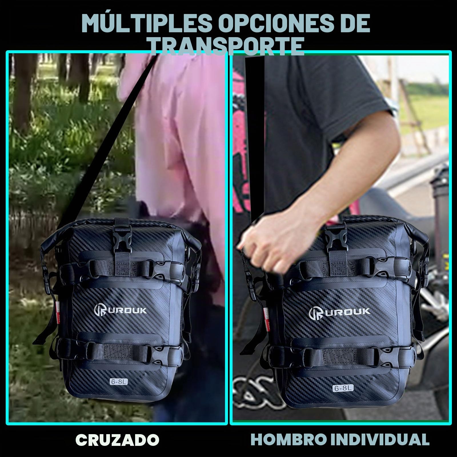Bolsa Parachoques Moto 6L Bolsa Impermeable de Sillín para Defensas de Motocicleta - Ideal para Parachoques, Chasis y Montaje Trasero