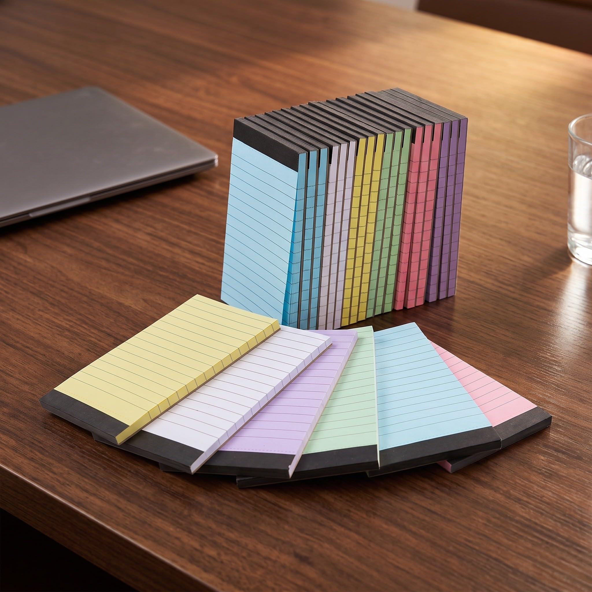 Zerodeko 24 fogli a righe staccabili per appunti, formato A7, colorati. | Blocco note tascabile da 5,12x3,15 pollici con righe larghe, ideale per insegnanti, studenti, impiegati e come foglio per