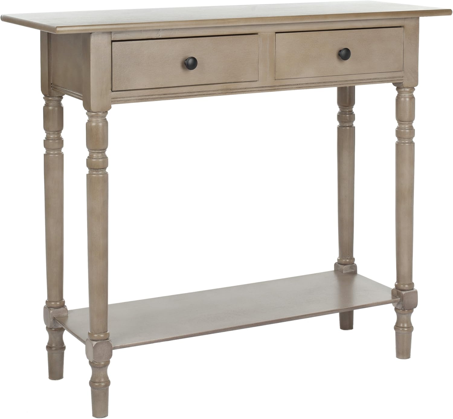 SAFAVIEH Home Collection – Rosemary Vintage Grey Console Table with Drawers & Shelf, Classic Contemporary Storage Console, Turned Leg Design (AMH5705A)
