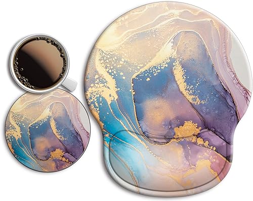 Alfombrilla ergonómica para mouse con reposamuñecas, reposamuñecas de gel grande, con posavasos antideslizante y alivio del dolor para computadora,