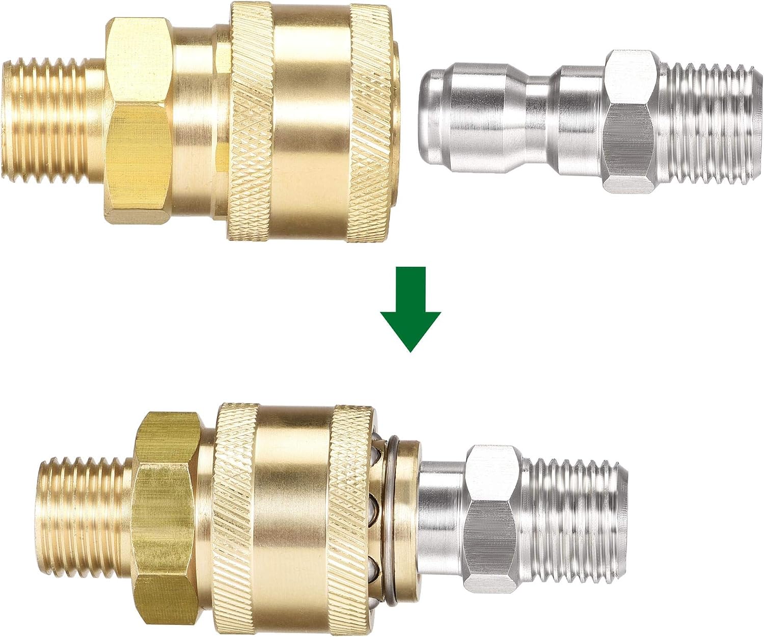 sourcing map Garden Hose Brass Quick Connect Set Fittings G1/4 Male Thread Water Hose Connectors Pressure Washer Adapter Quick Disconnect Kit - Image 5