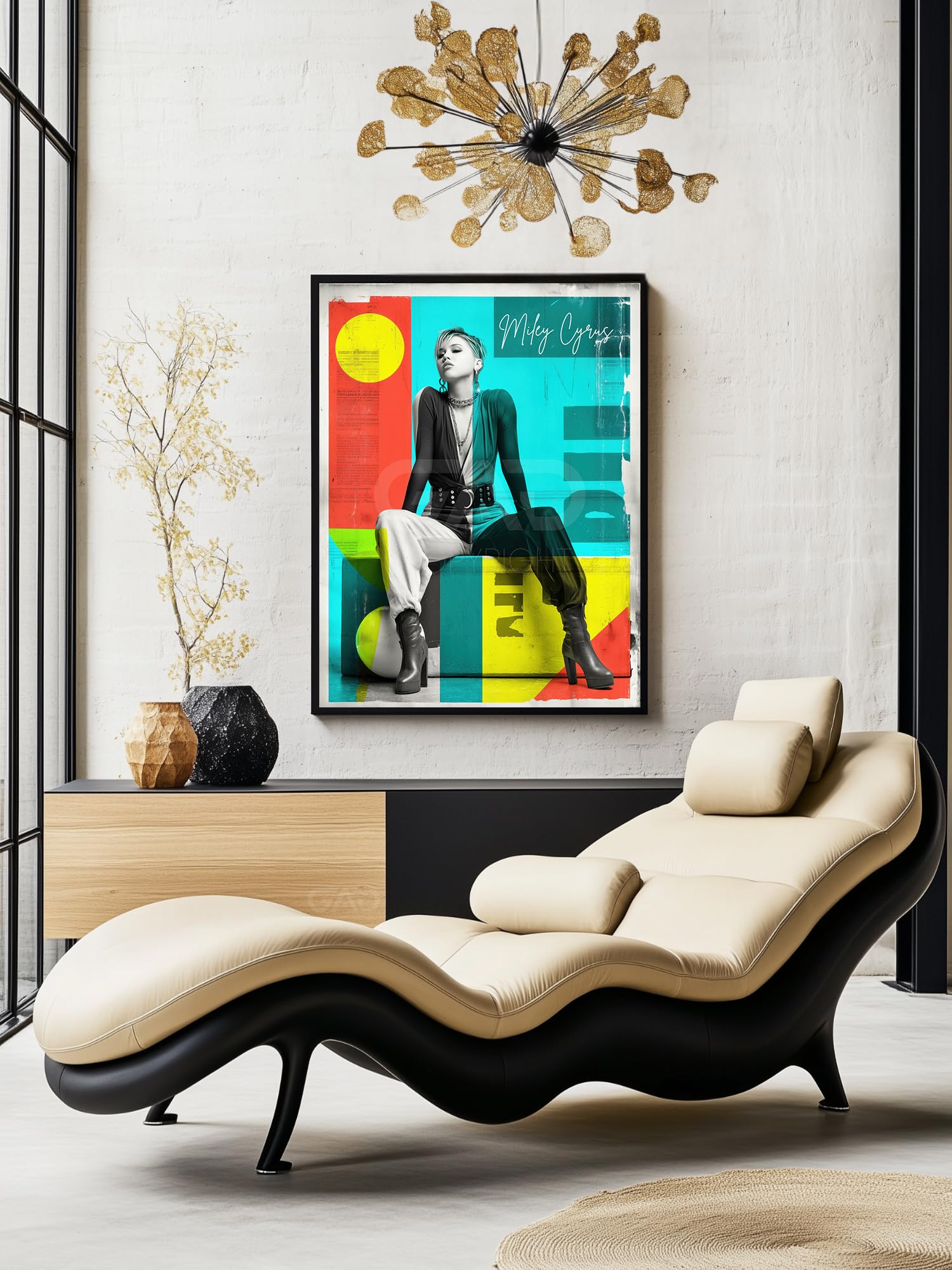 Poster Miley Cyrus (cornice non fornita) – Decorazione da parete – Collage artistico Pop Rock – Artista GAD | 7 formati disponibili (45 x 60 cm / 18 x 24")