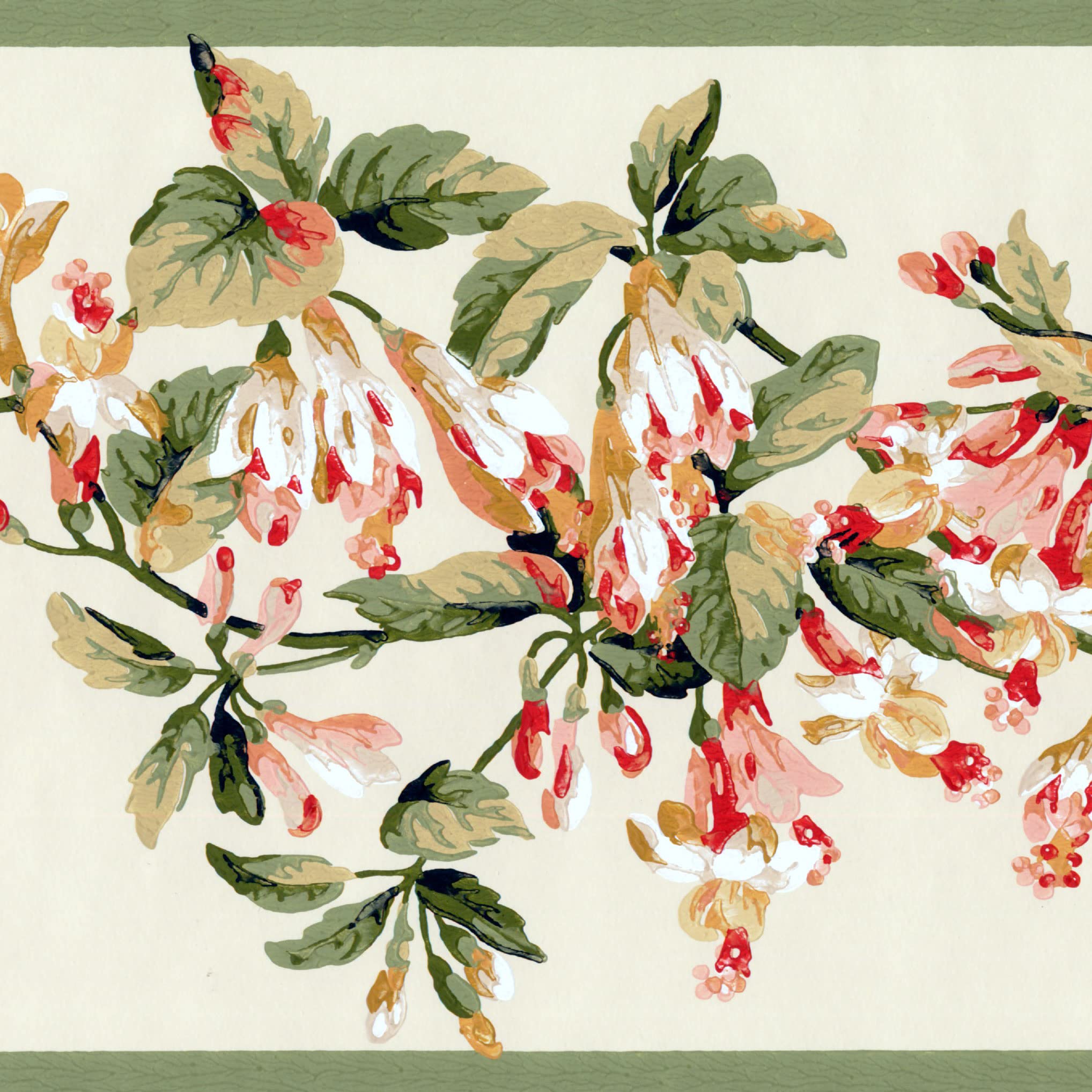 Pink And Green Wallpaper Border