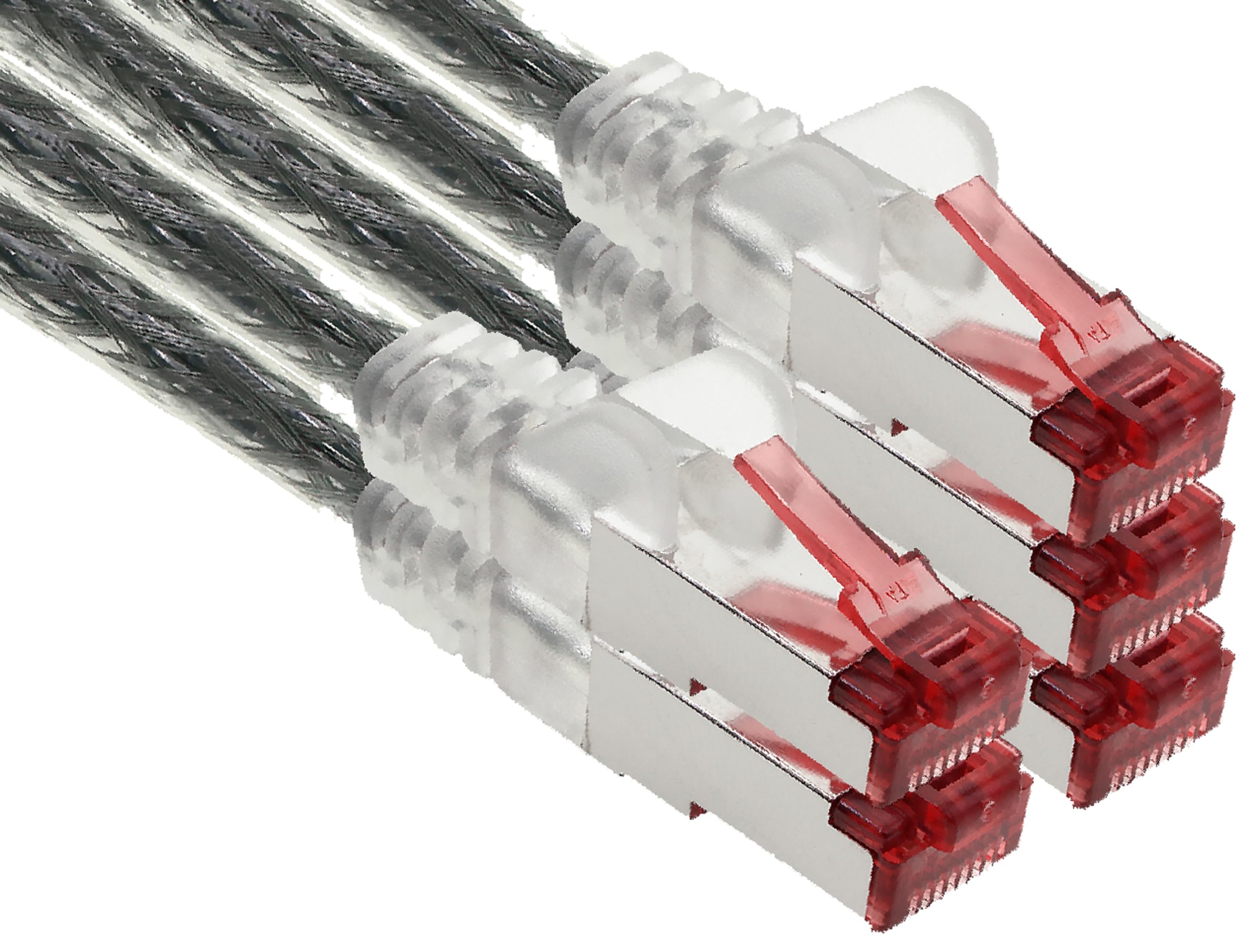 1aTTack.de - 5x 2m CAT6 Patchkabel S/FTP PIMF Schirmung CAT.6 RJ45 Netzwerkkabel Ethernetkabel DSL LAN Router Switch Modem Patchfeld - transparent - 5 Stück