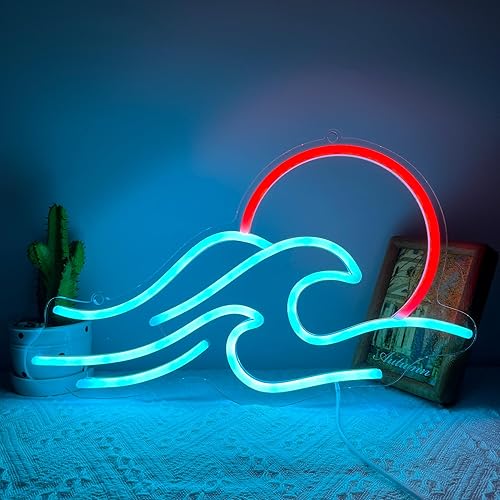 Hinittey Letrero de neón para decoración de pared, luces de neón LED con atenuador y montañas de hielo para decoración del hogar, regalos creativos