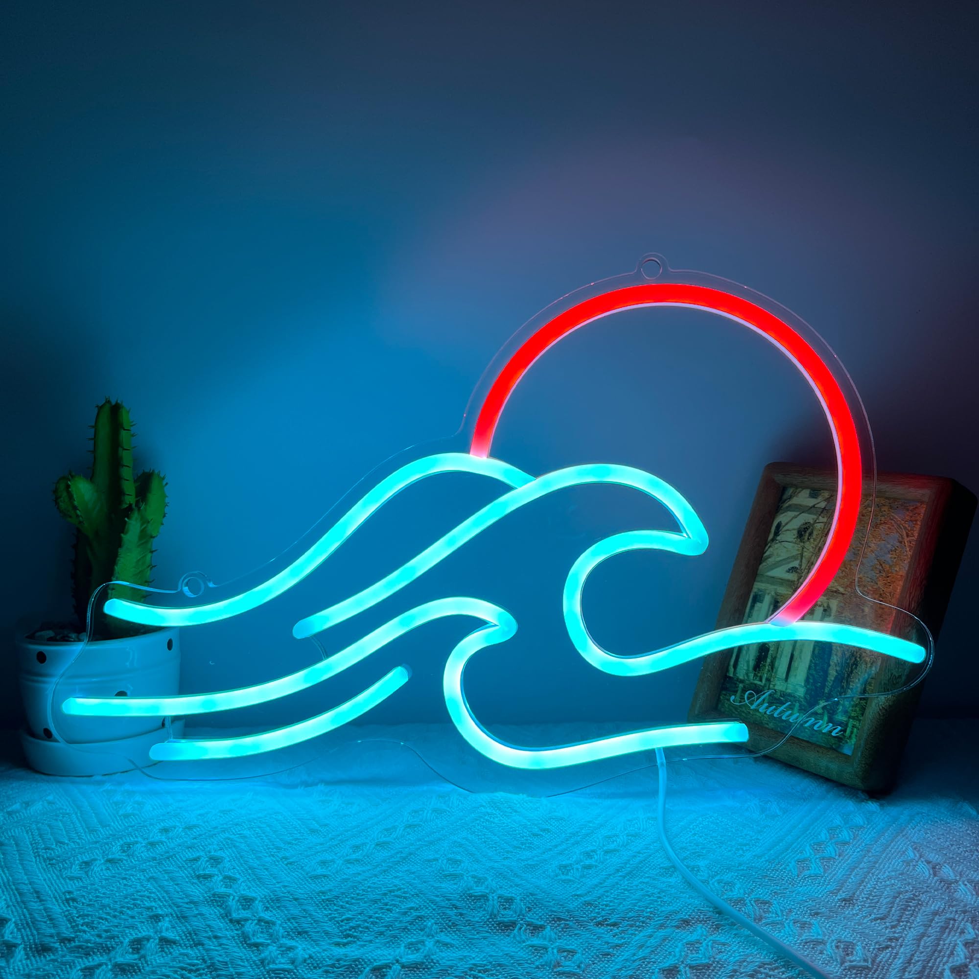 Hinittey Wave Neon Signs - Sunrise Sunset LED Neon Lights with Dimmable Waves for Bedroom, Gaming Room, Hotel Decor - Cool Gifts for Birthday, Xmas, Holiday