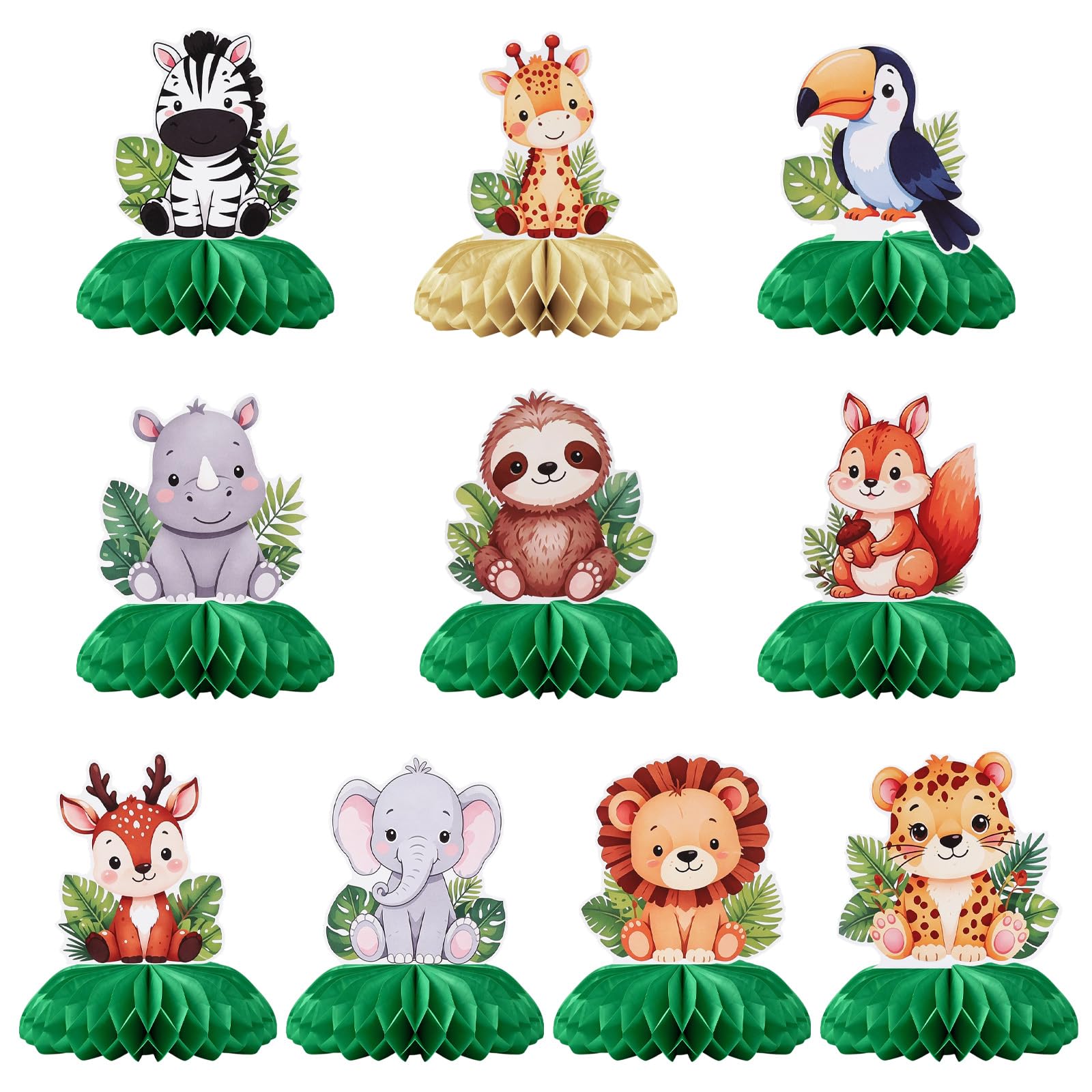 Safari Honeycomb Centerpieces for Wild One Birthday Party Decorations 10Pcs