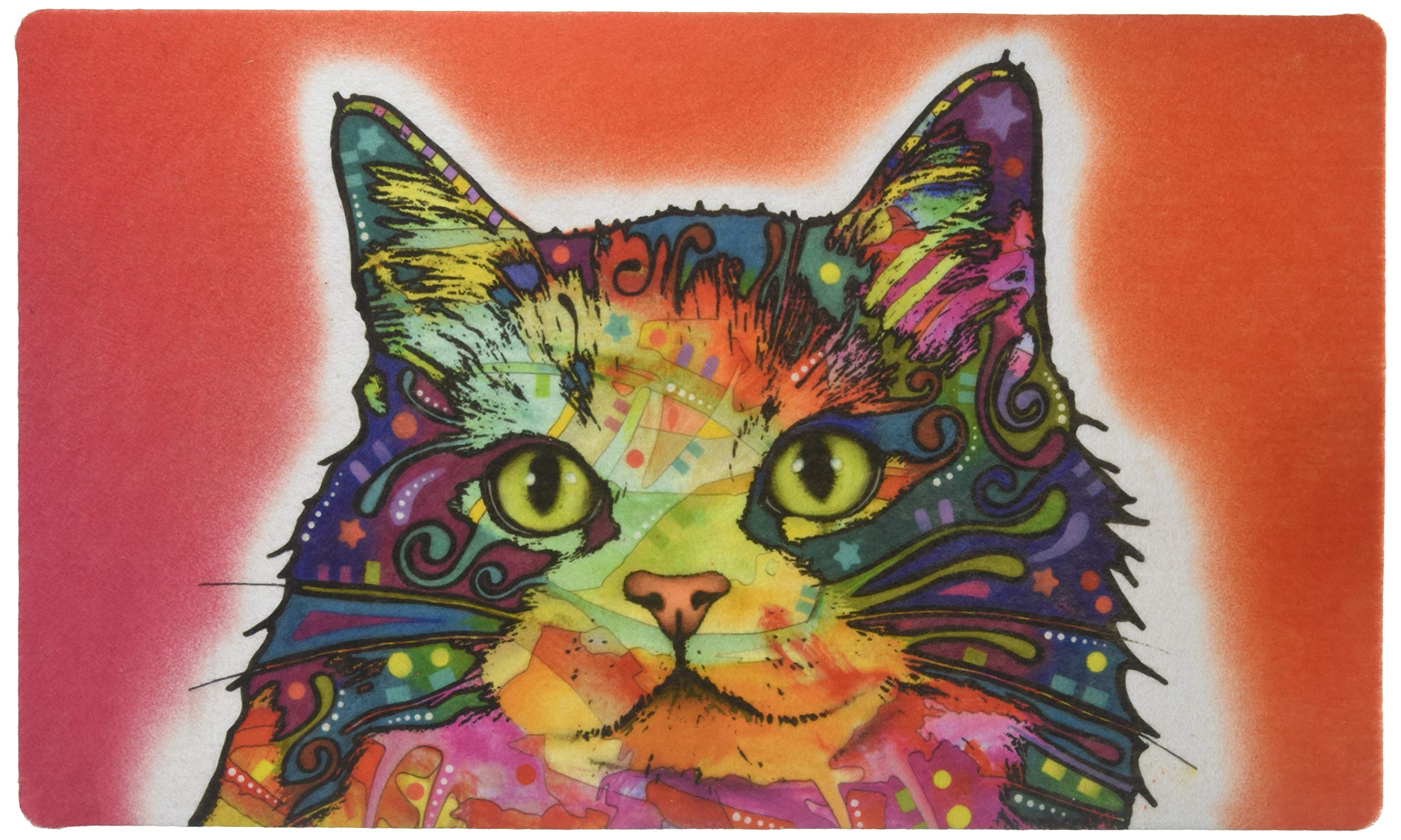 Drymate Pet Placemat, Dean Russo Designs, Dog Food Mat, Cat Food Mat, Zorb-Tech Anti Flow Technology for Surface Protection (USA Made) (12" x 20", Ragamuffin)