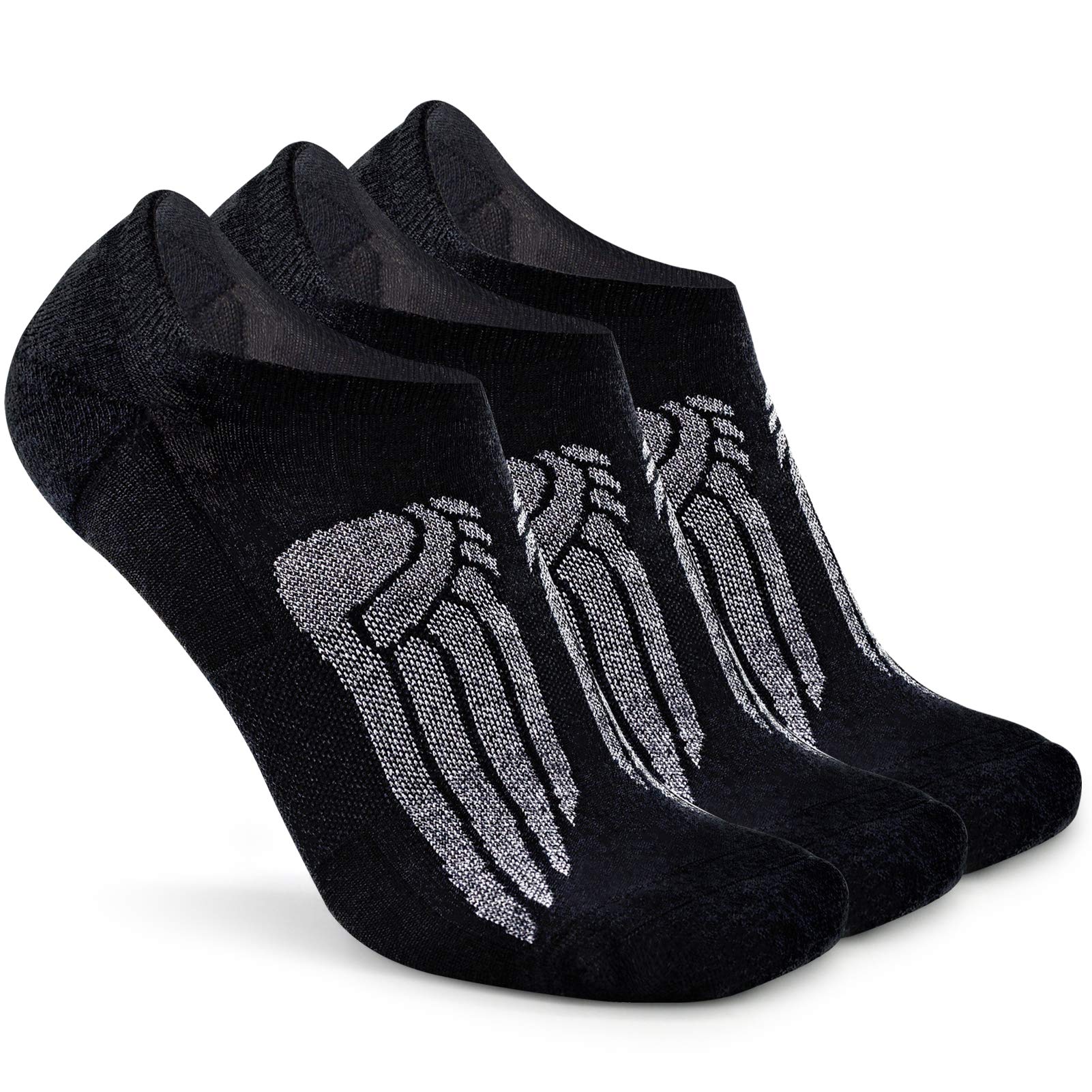 Busy Socks No Show Thin Merino Wool Blend Running Socks with Non-Slip Grips